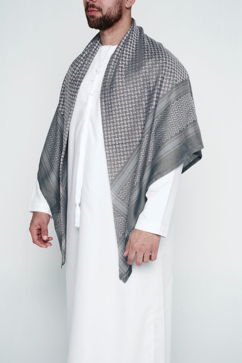 Teal & Beige Arab Shemagh Headscarf
