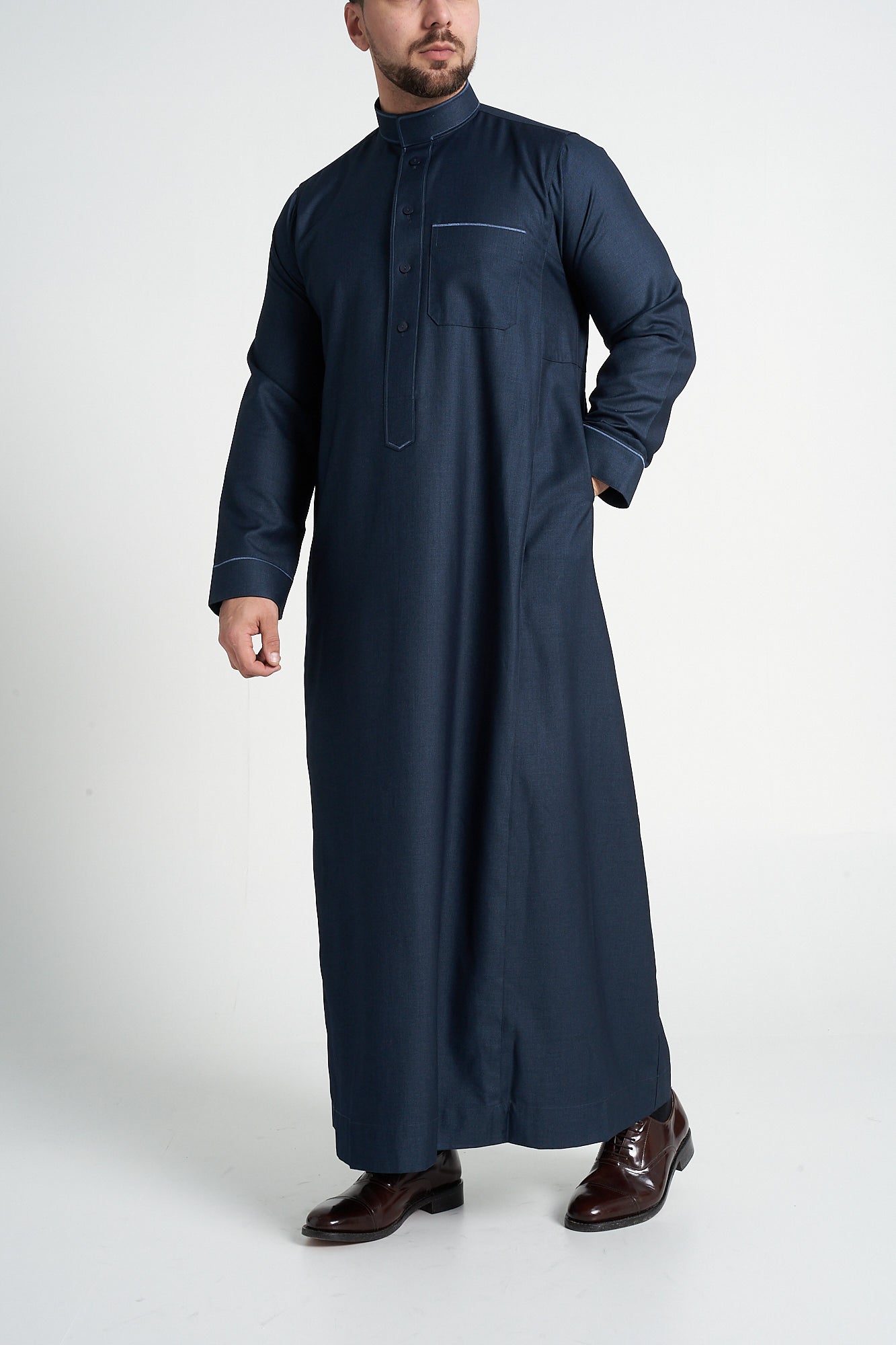 Teal Al-Aseel Embroidered Thobe