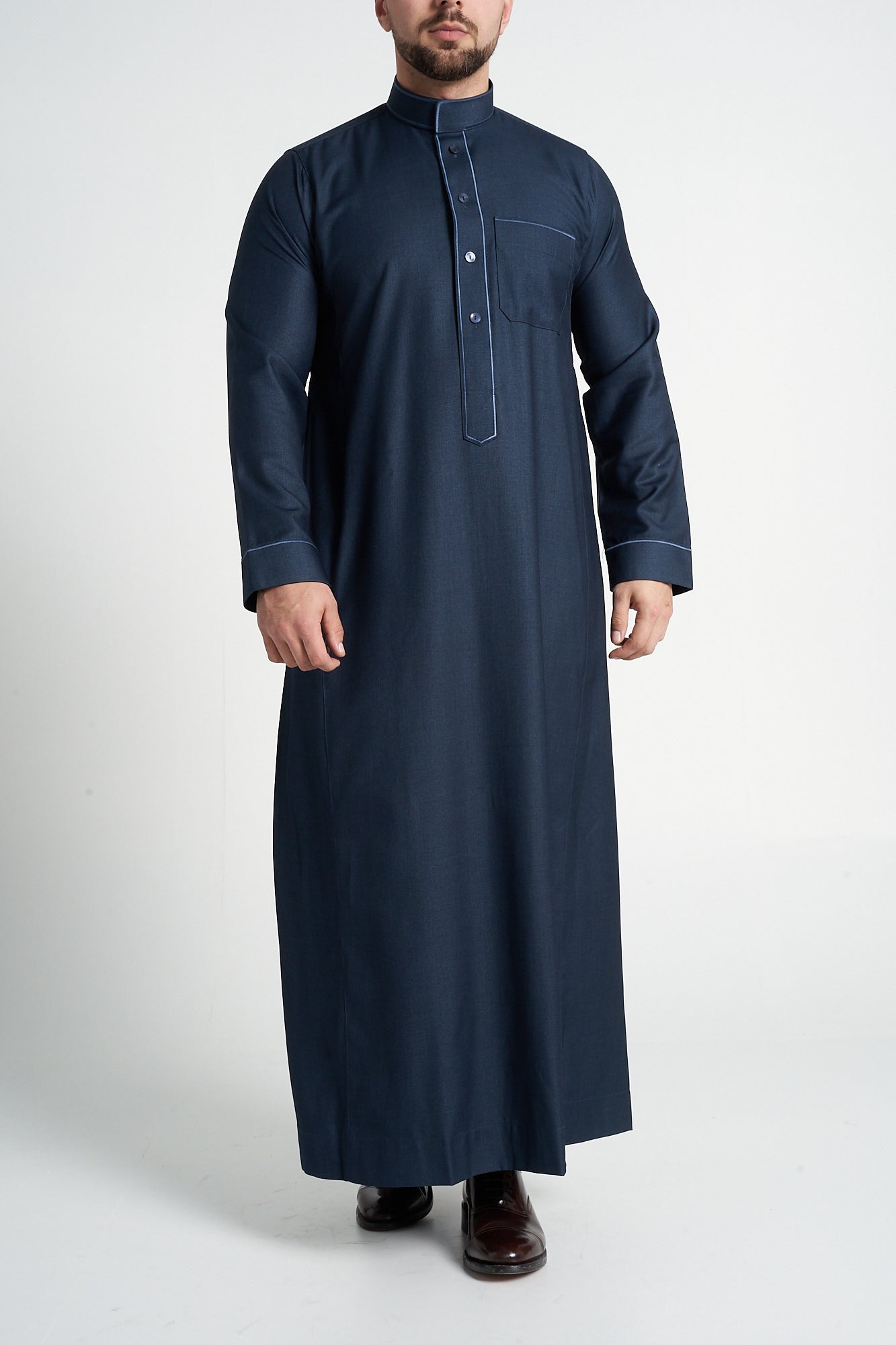 Teal Al-Aseel Embroidered Thobe