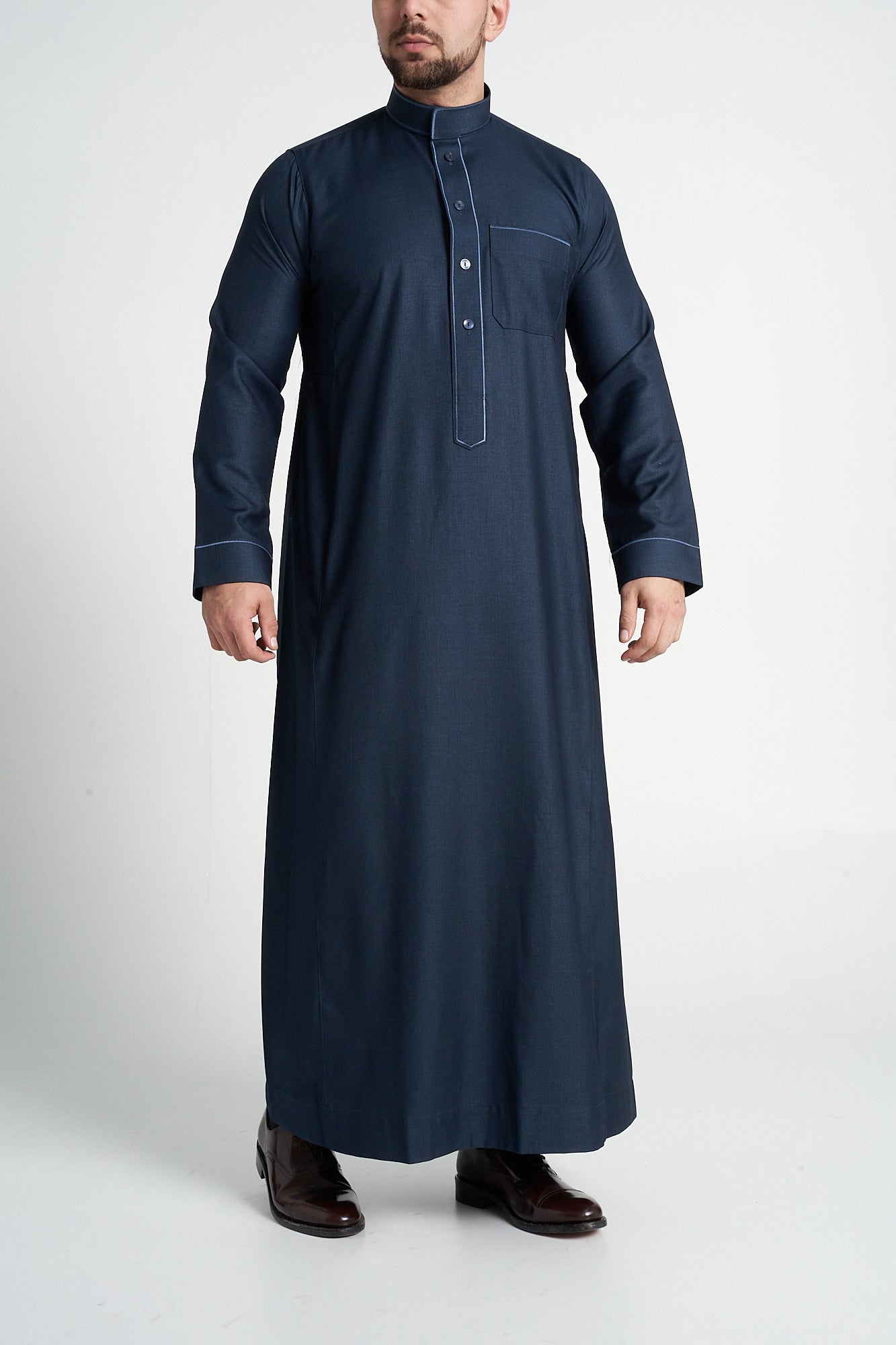 Teal Al-Aseel Embroidered Thobe