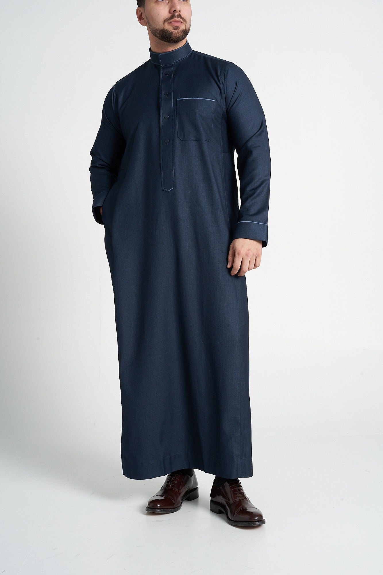 Teal Al-Aseel Embroidered Thobe