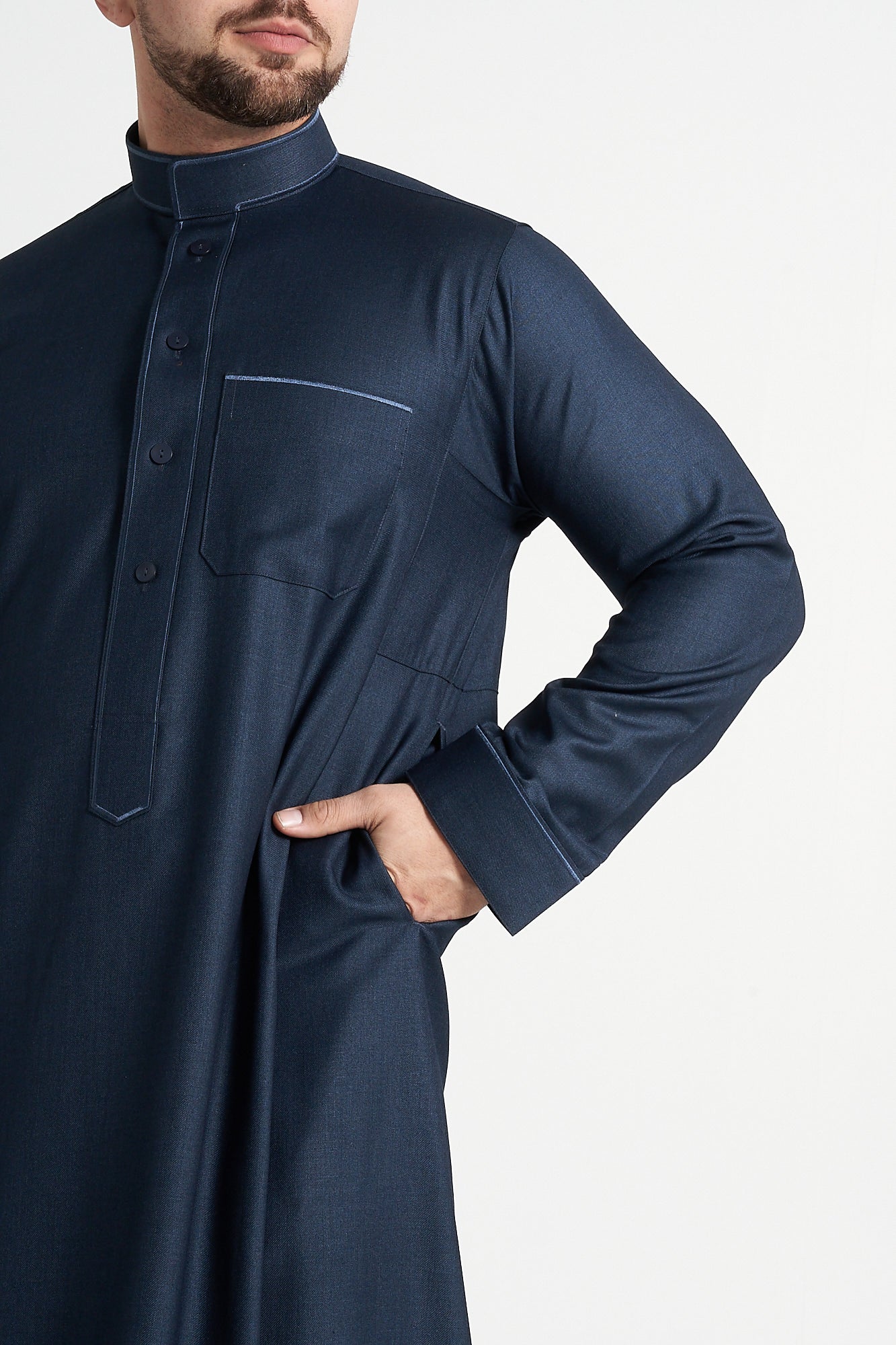 Teal Al-Aseel Embroidered Thobe