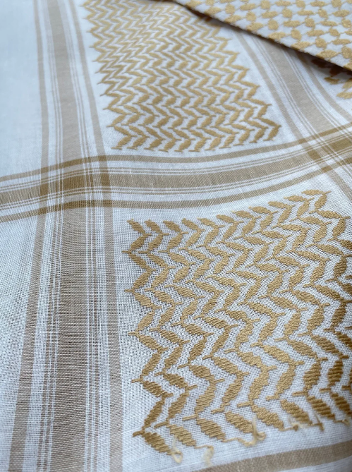 Beige and White Arab Shemagh Headscarf