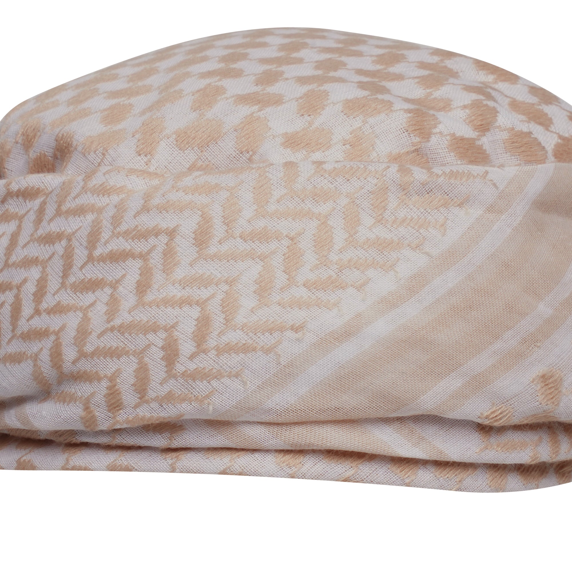 Mens Ready Made Palestinian Keffiyeh Beige Arab Hat Shemagh