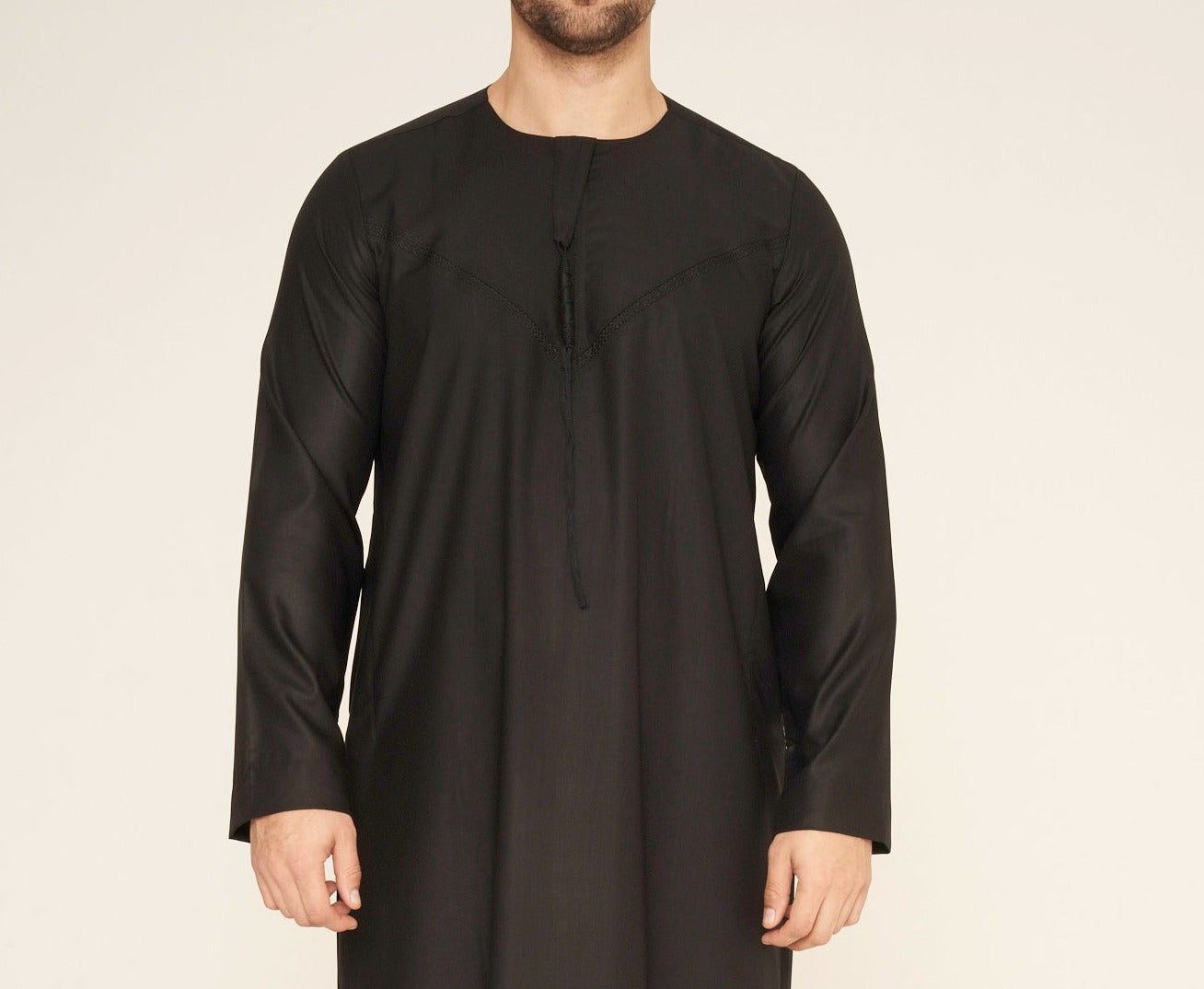 Black Emirati Embroidered Thobe