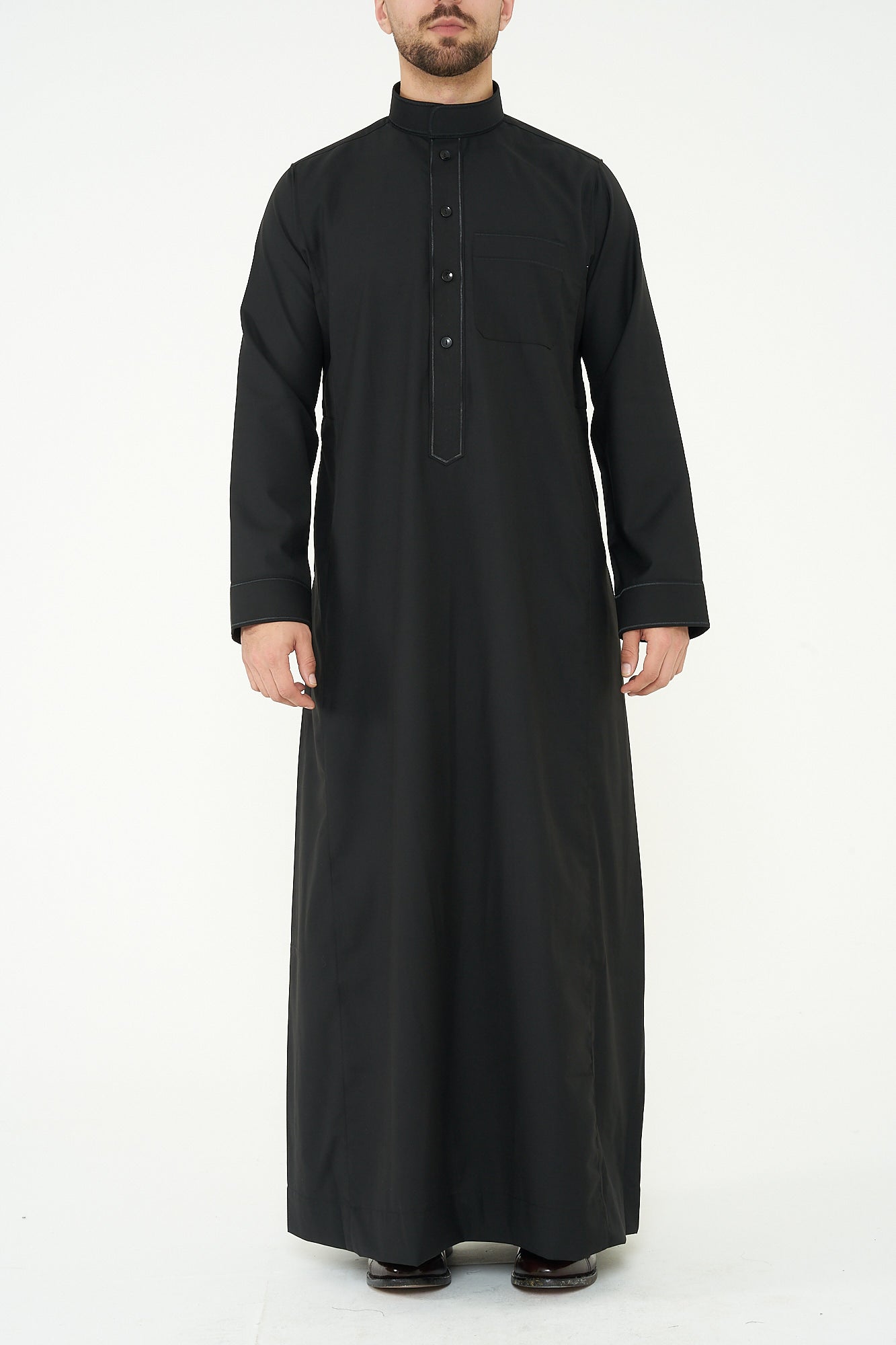 Black Al-Aseel Embroidered Thobe