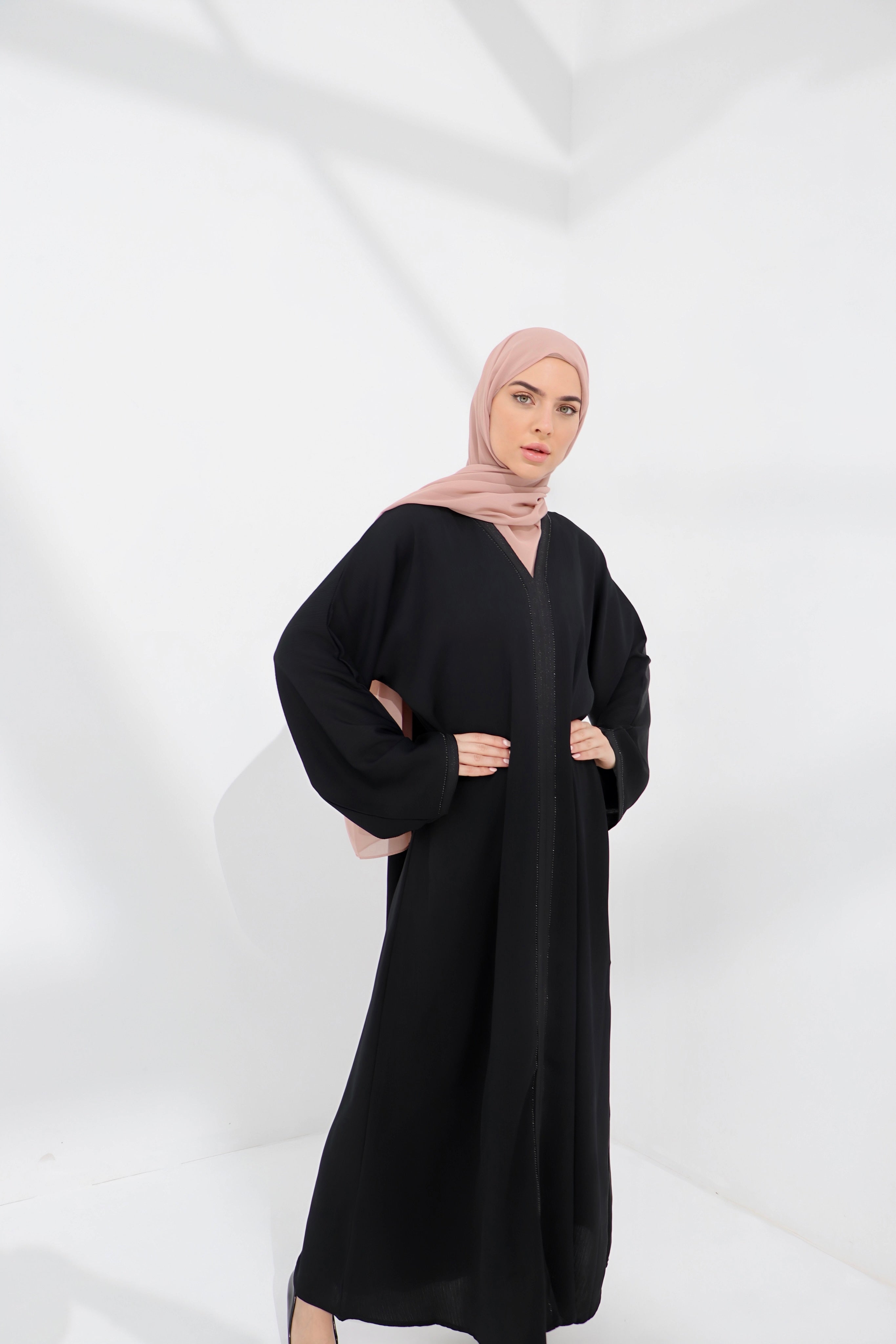 Black Embellished Closed Abaya