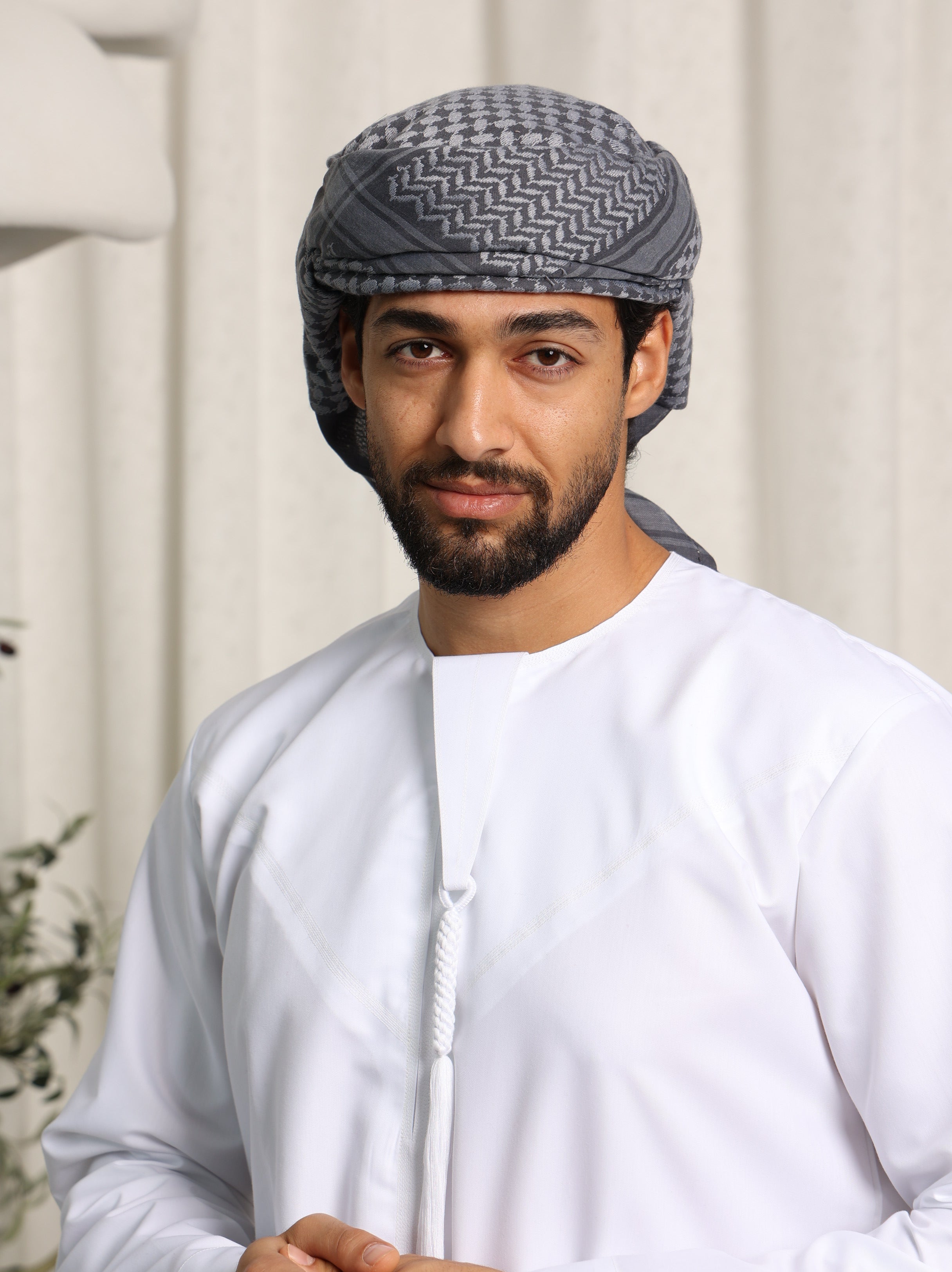 Mens Ready Made Grey Shemagh Hat