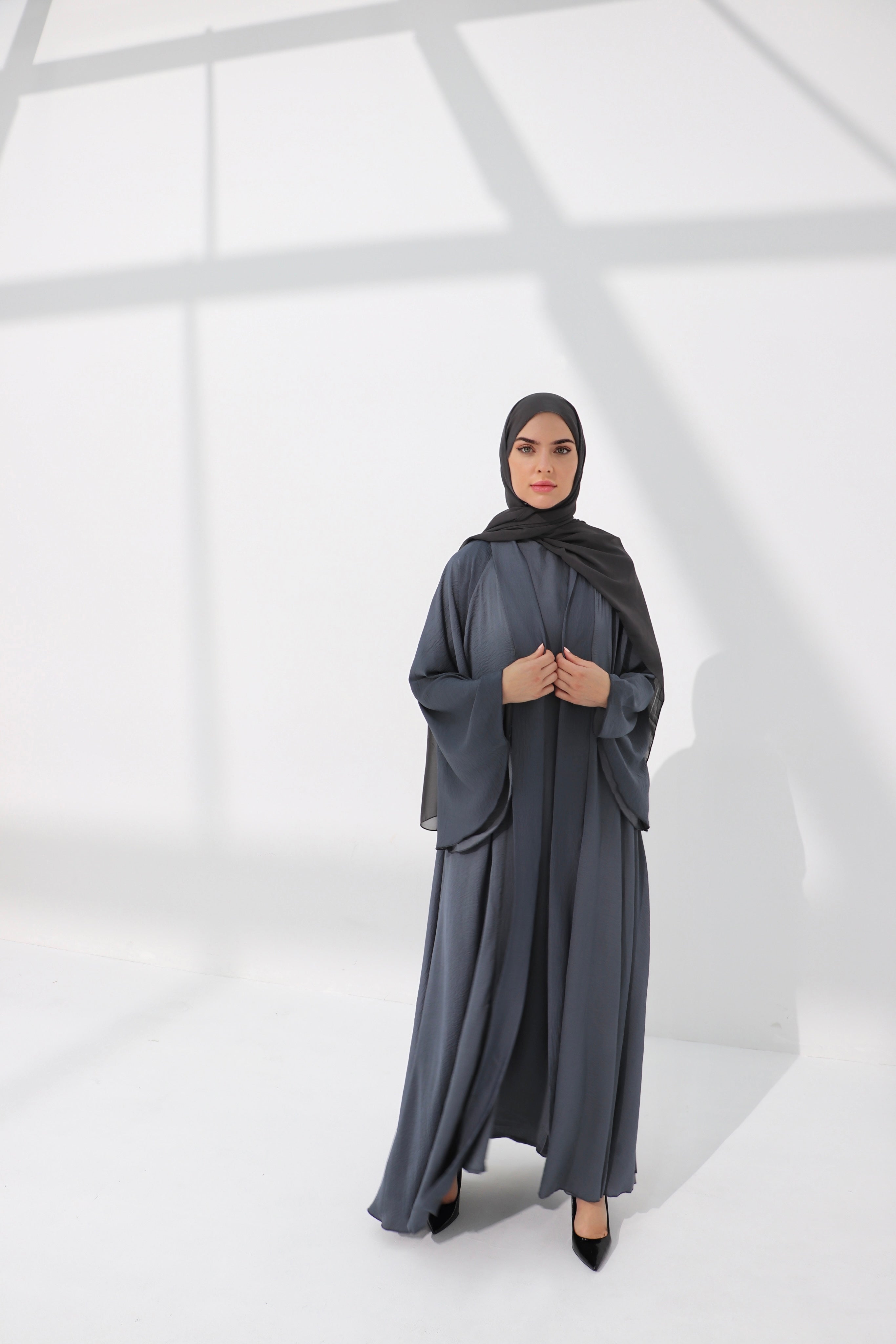 Grey Luxury Open Abaya