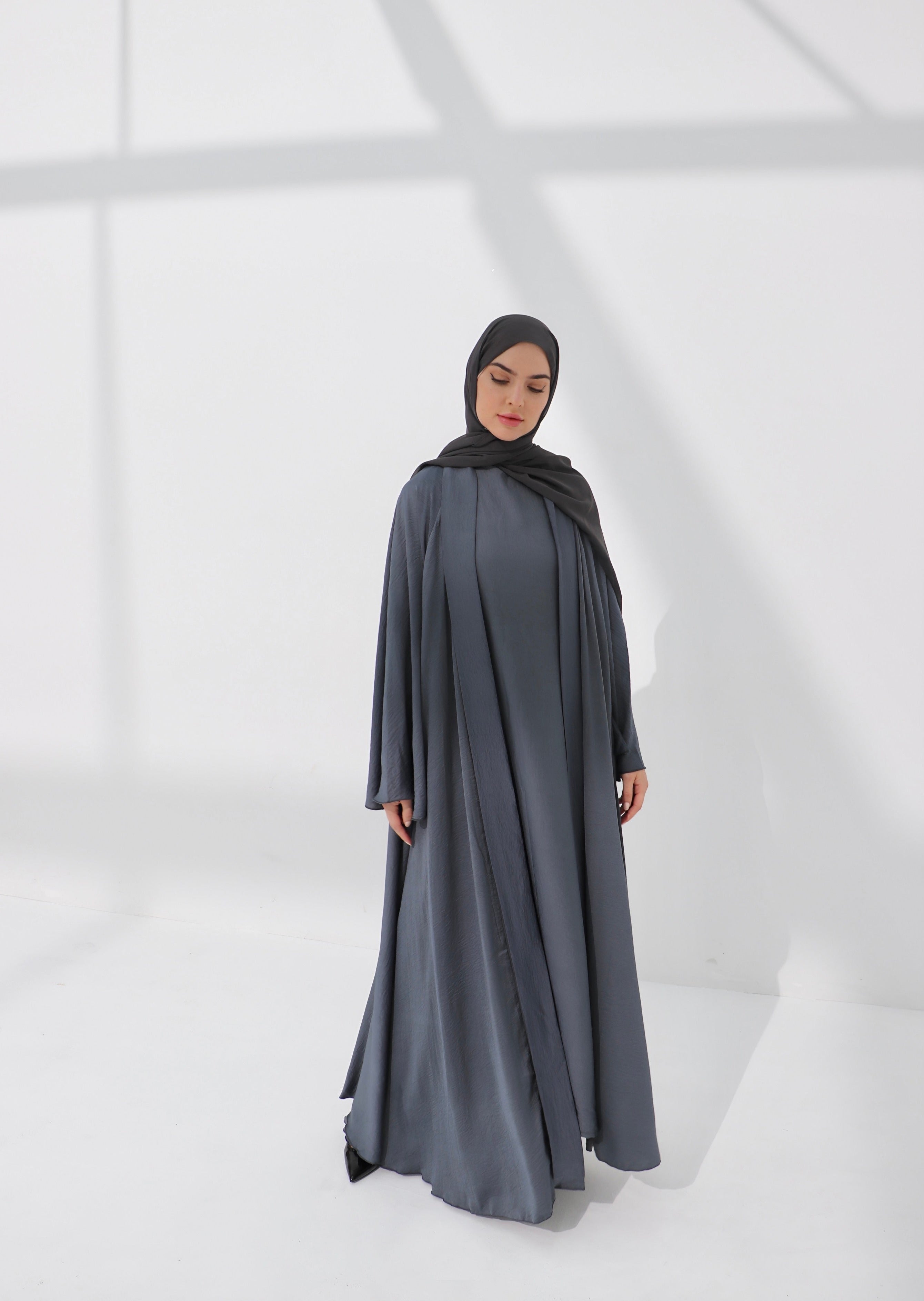 Grey Luxury Open Abaya