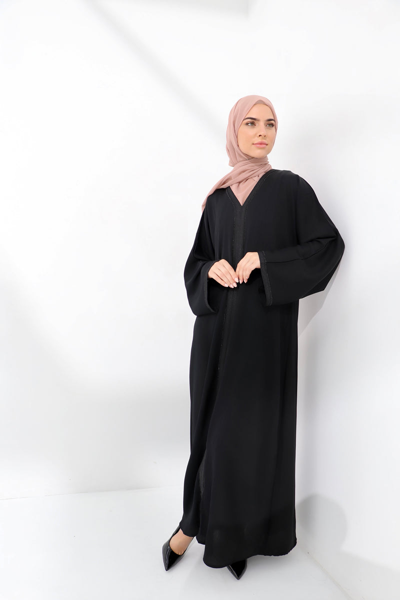 Black Embellished Closed Abaya