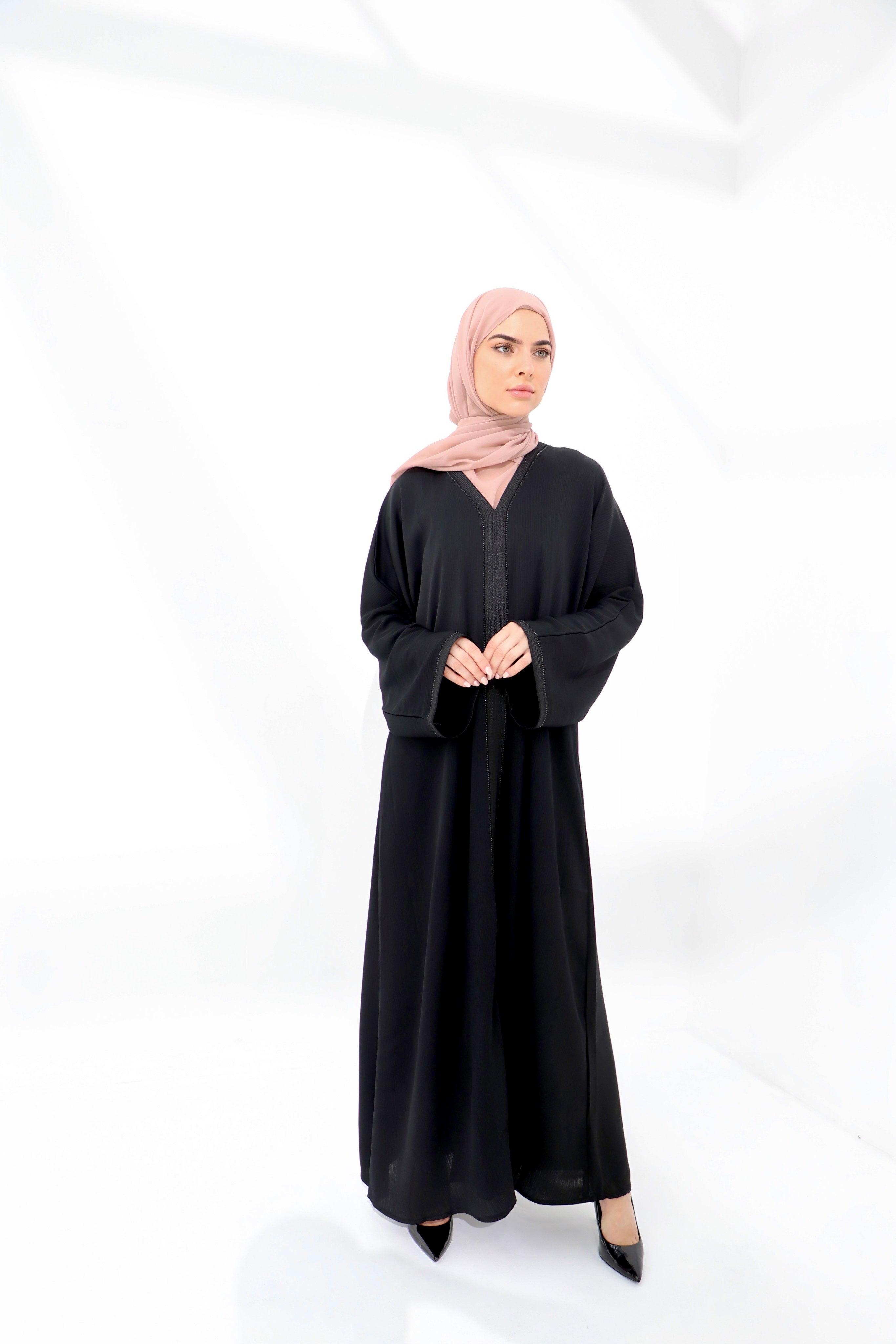 Black Embellished Closed Abaya