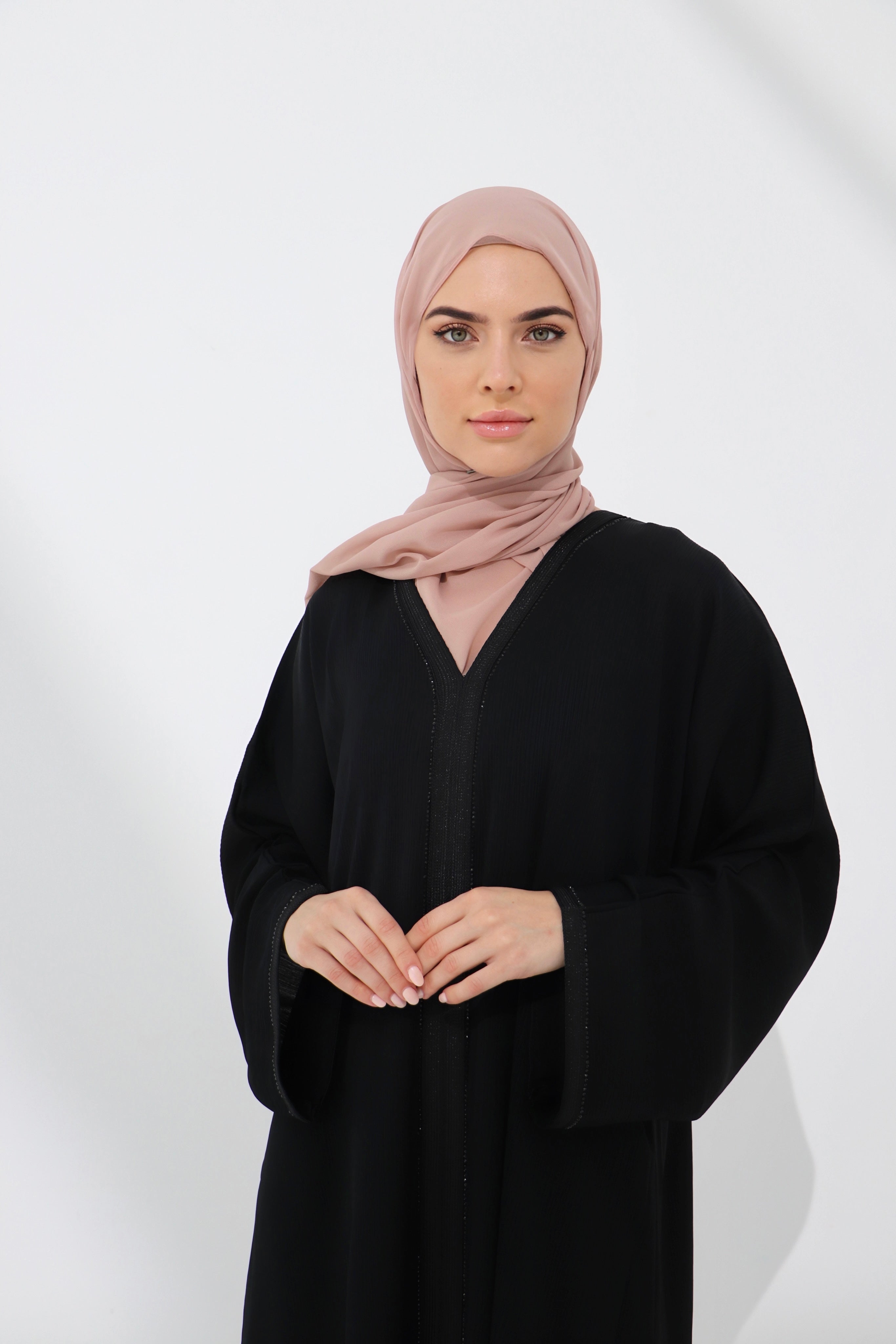 Black Embellished Closed Abaya