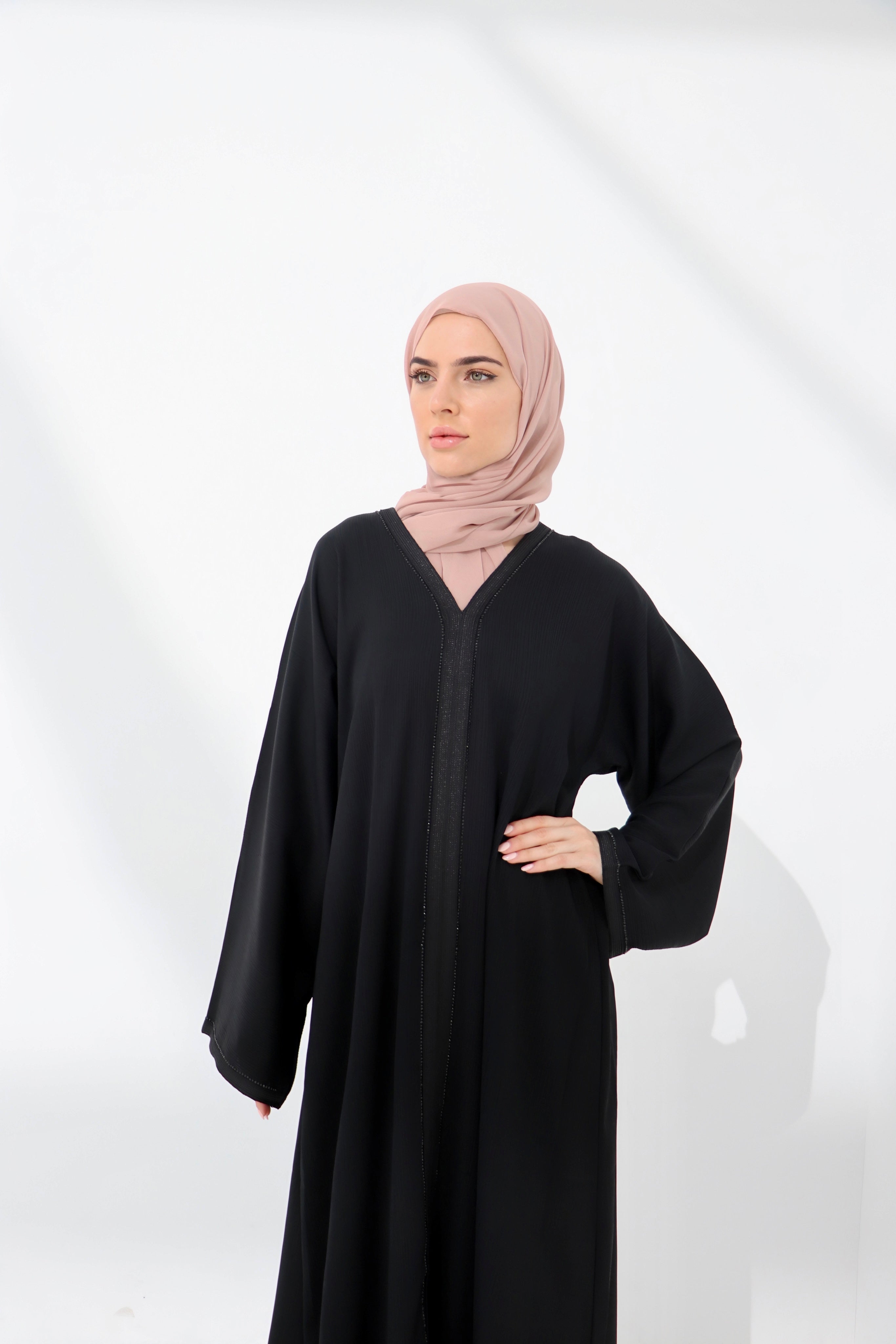 Black Embellished Closed Abaya