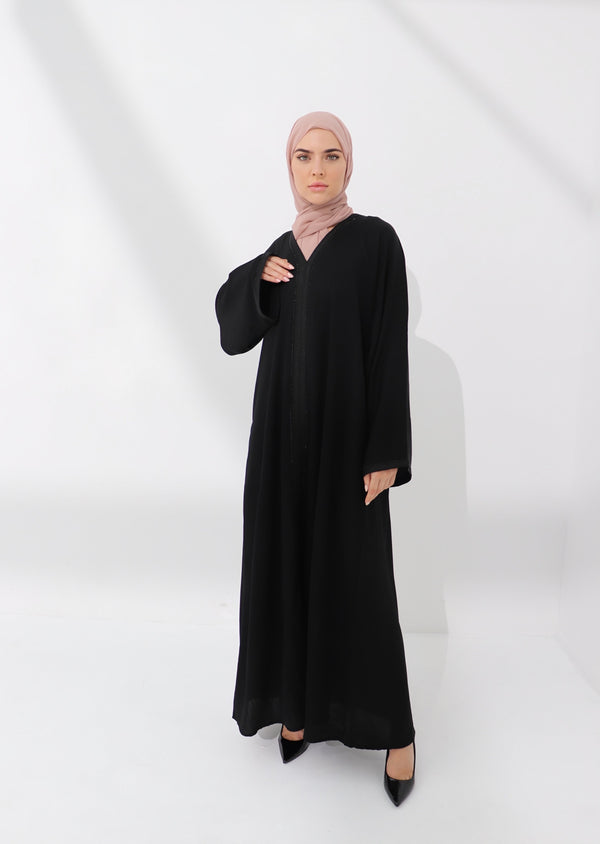 Black Embellished Closed Abaya