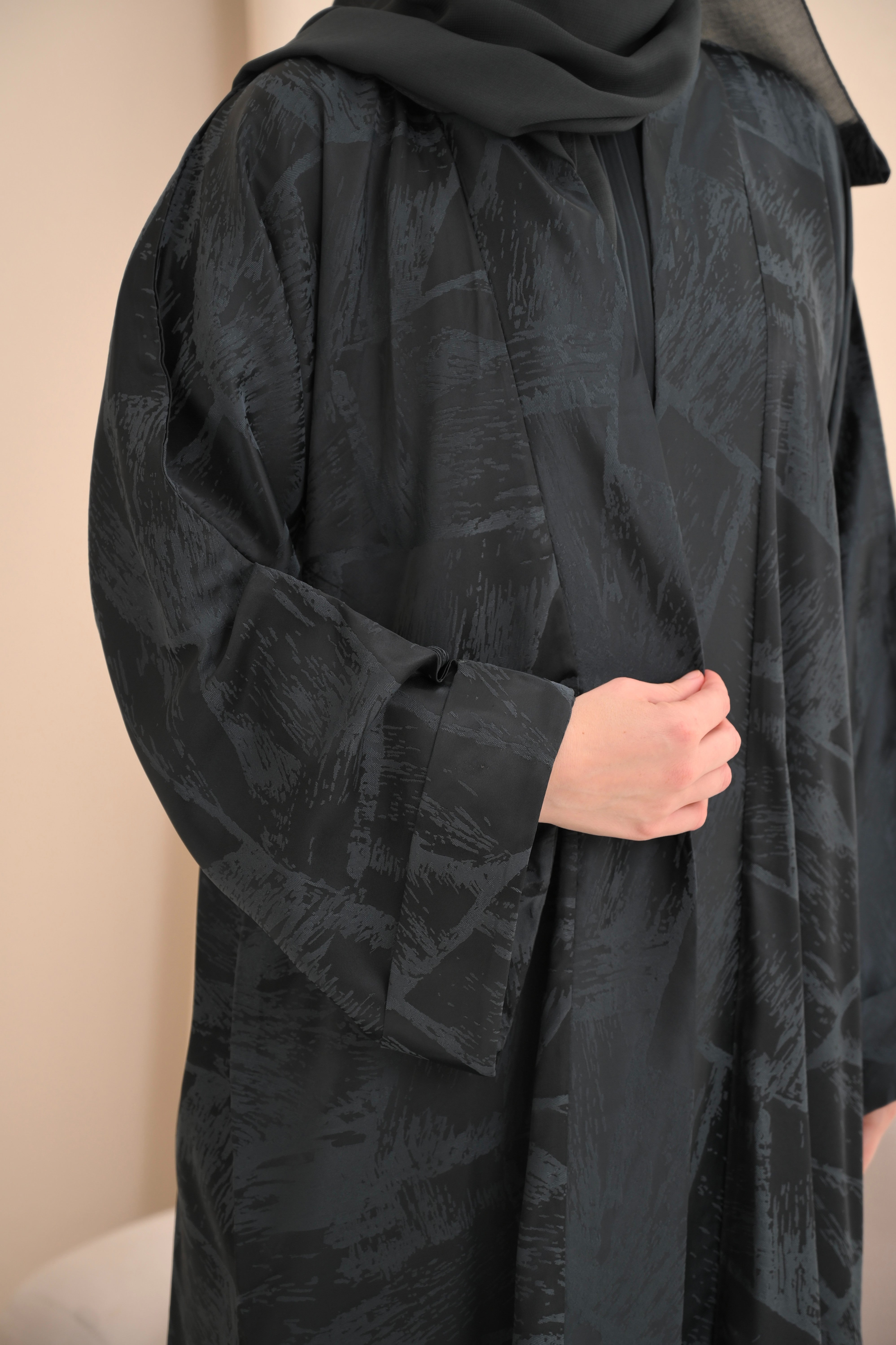 Grey Jacquard Abaya