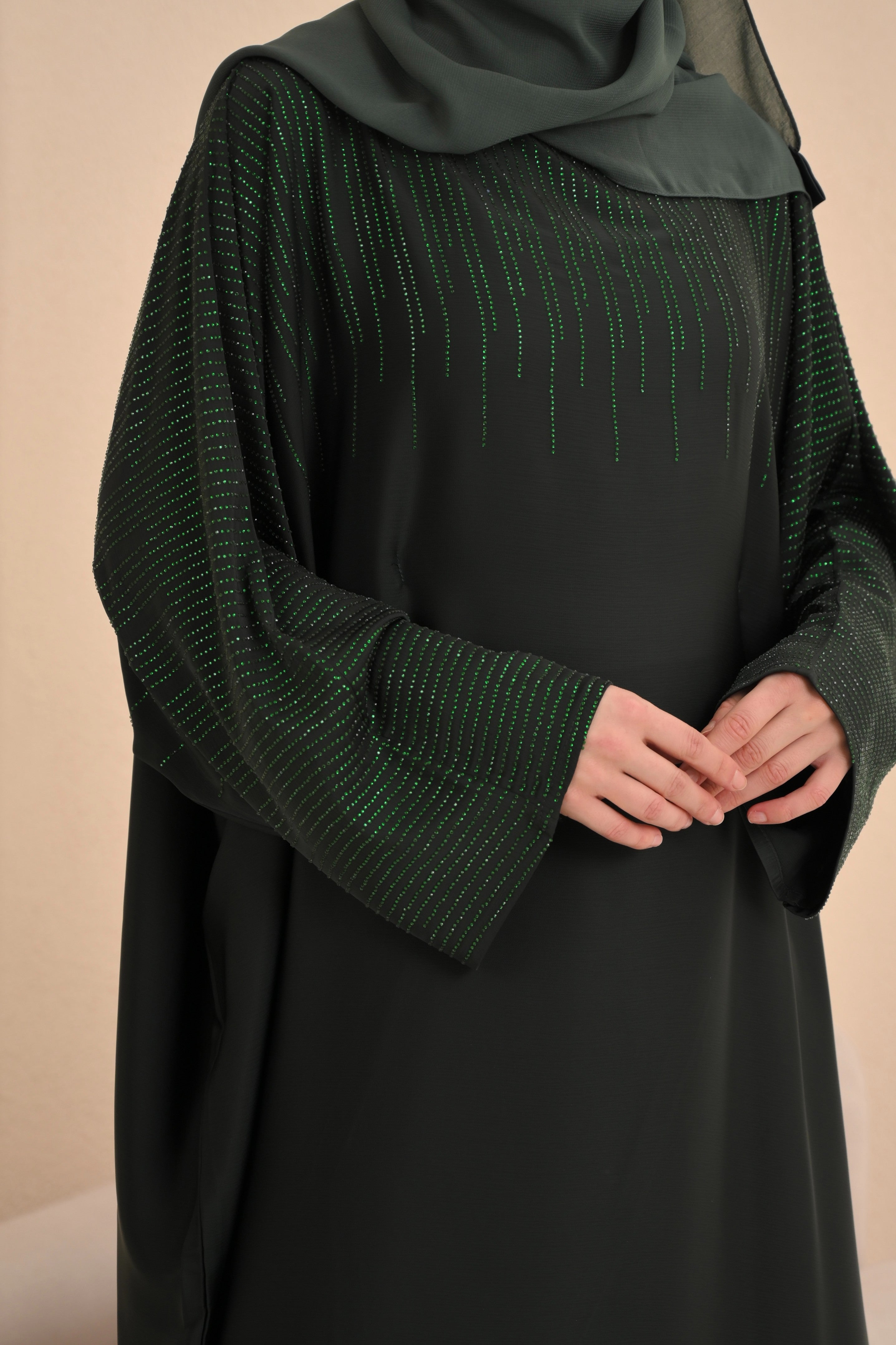 Forest Green Embellished Farasha