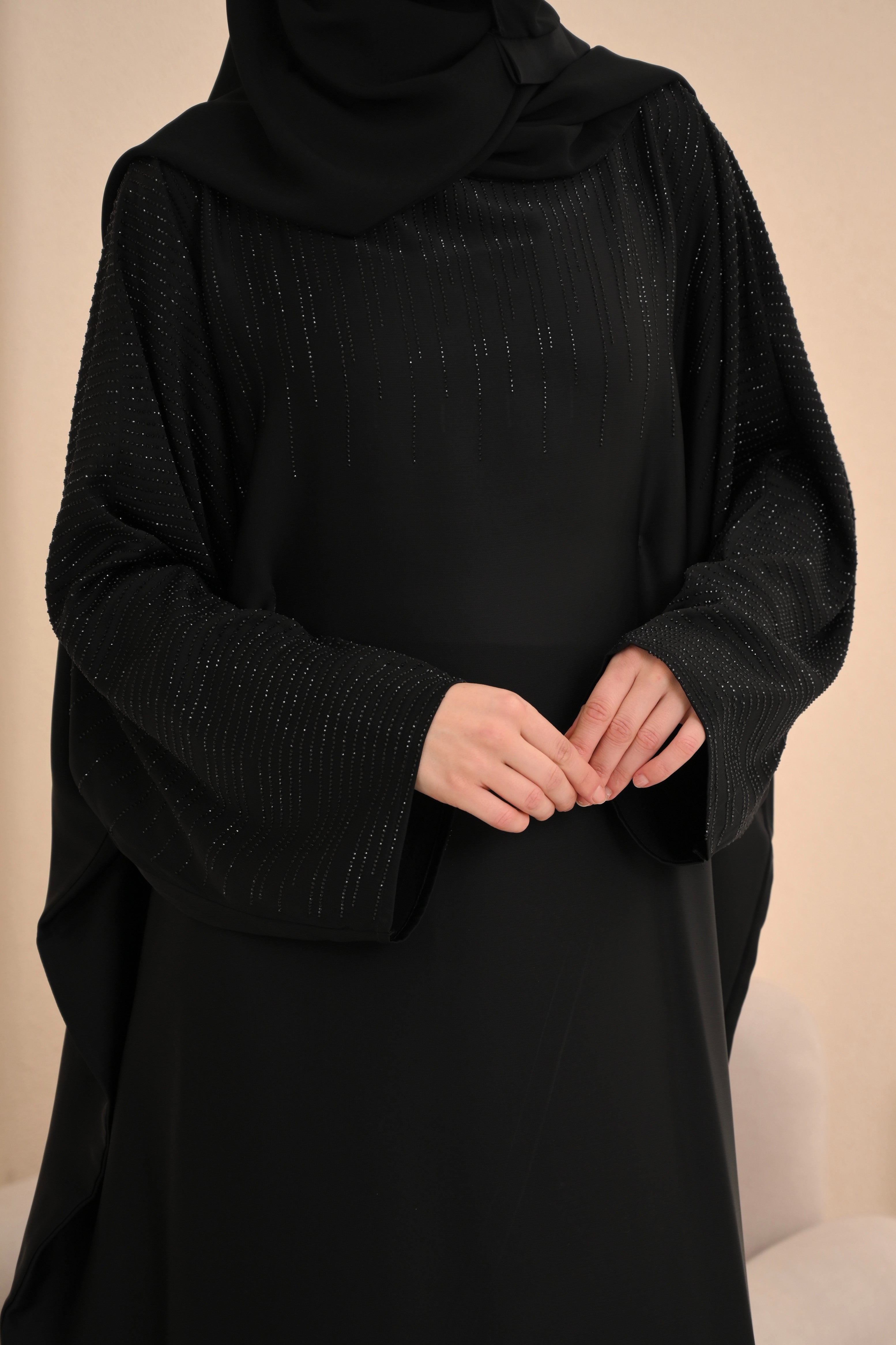 Black Embellished Farasha