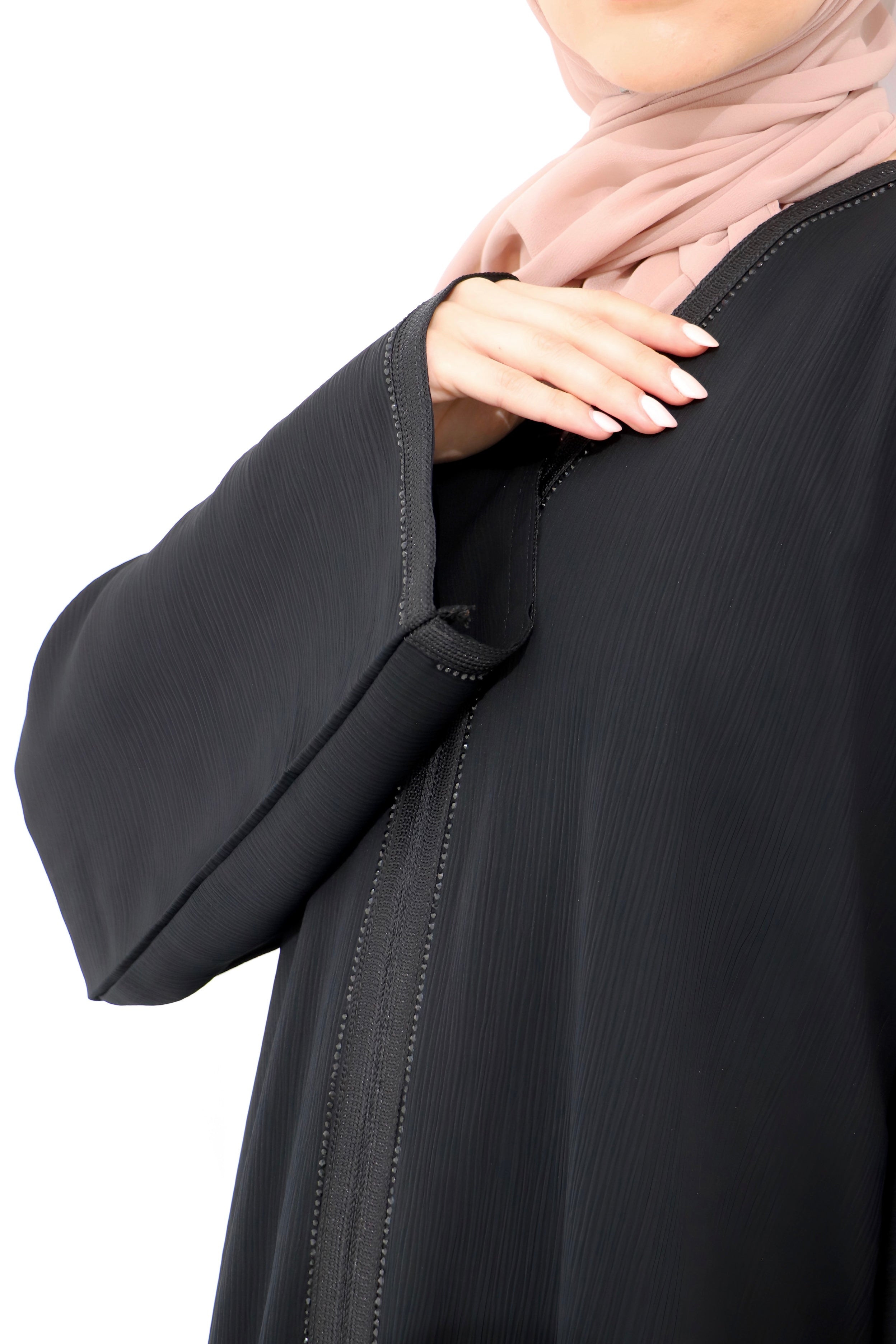 Black Embellished Closed Abaya