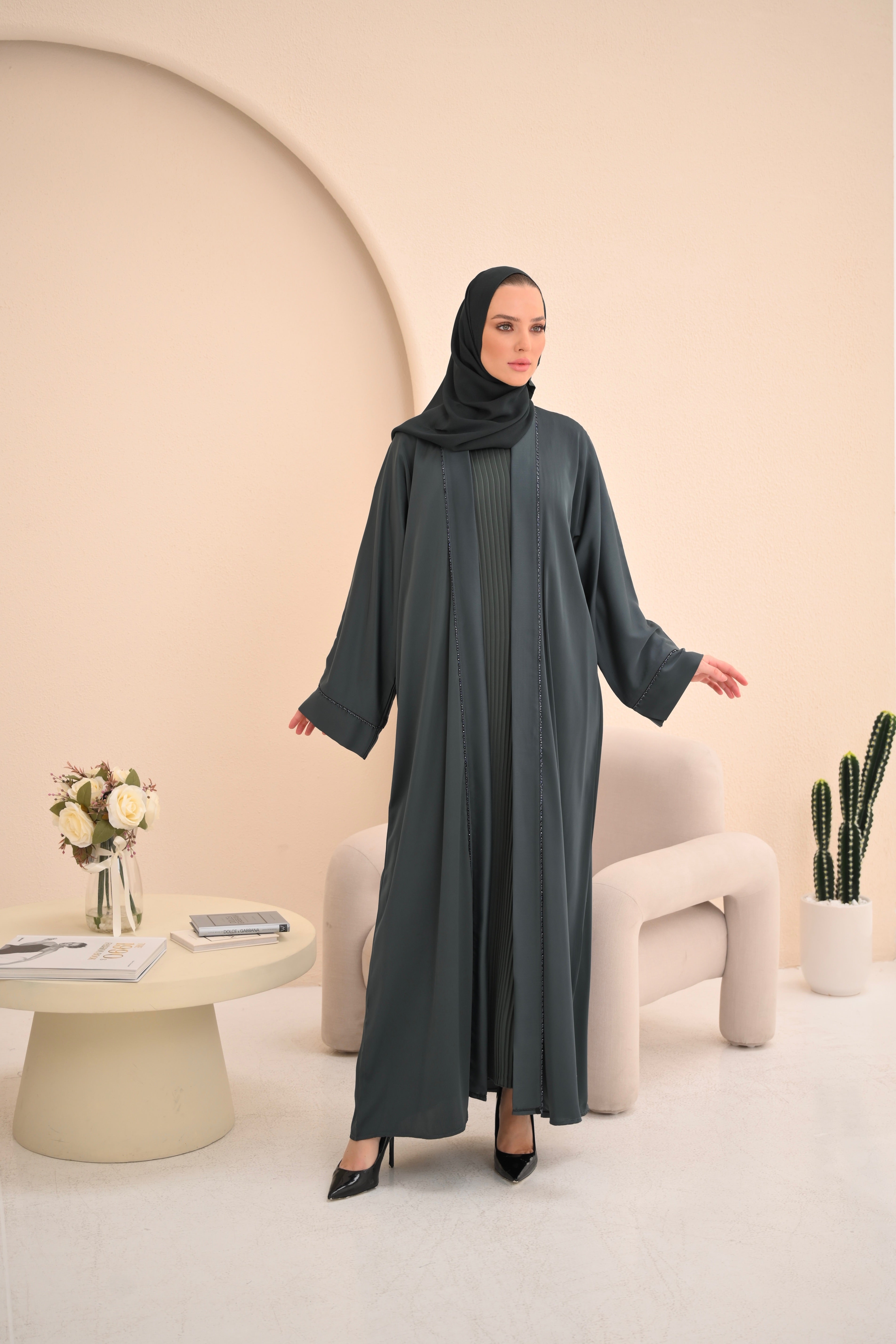 Forest Green Luxury Embellished Abaya