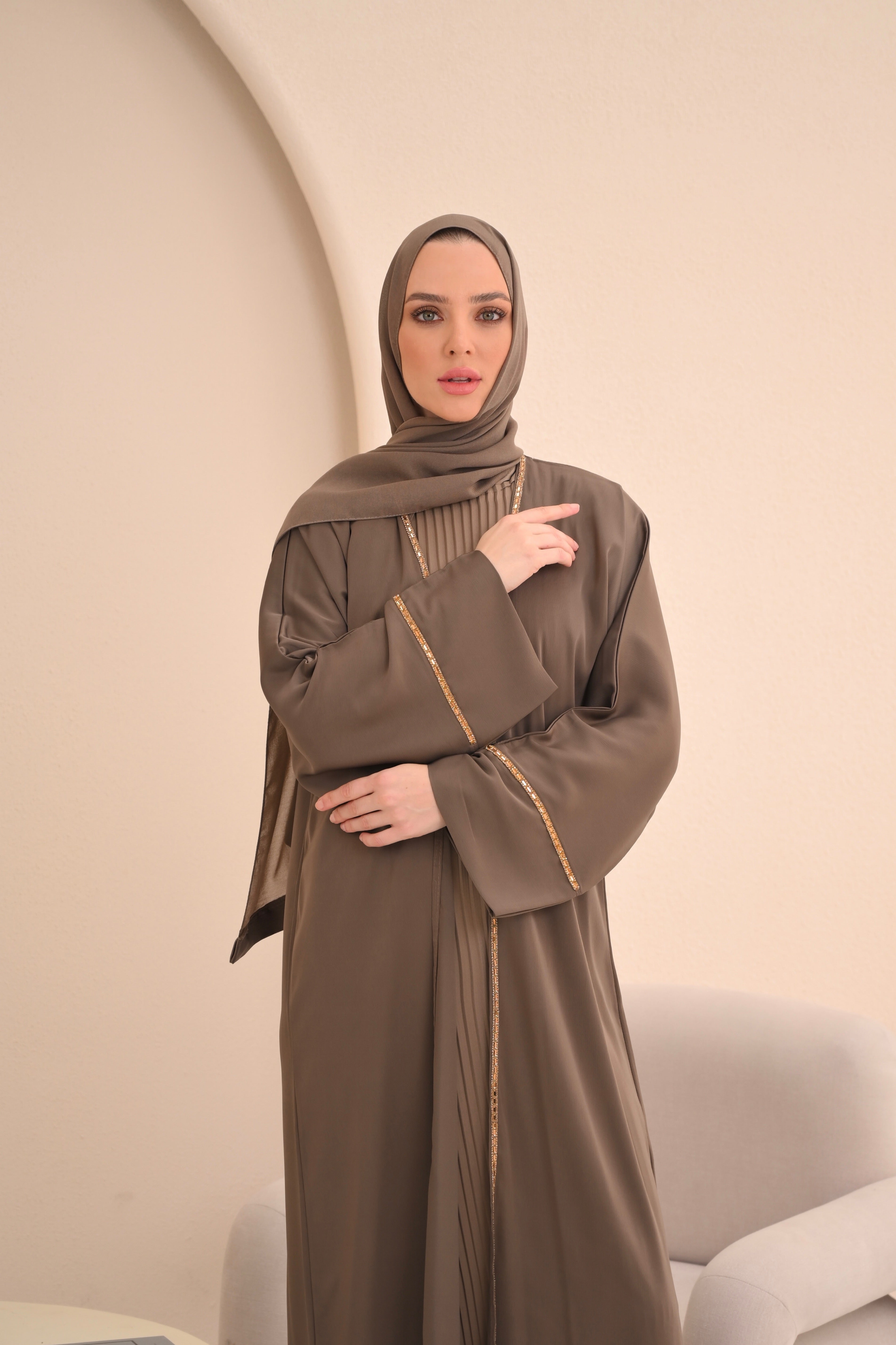 Mocha Embellished Abaya
