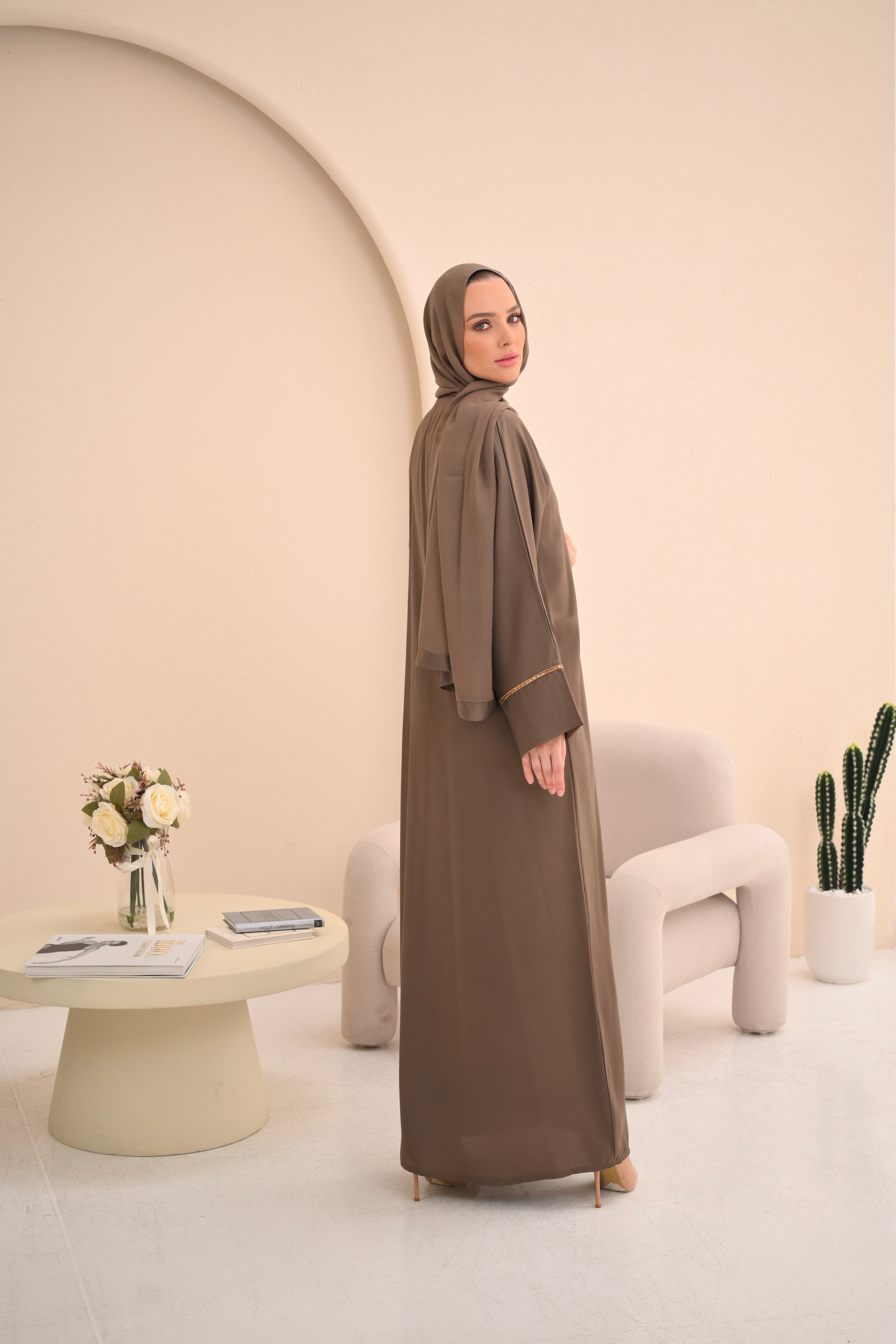 Mocha Embellished Abaya