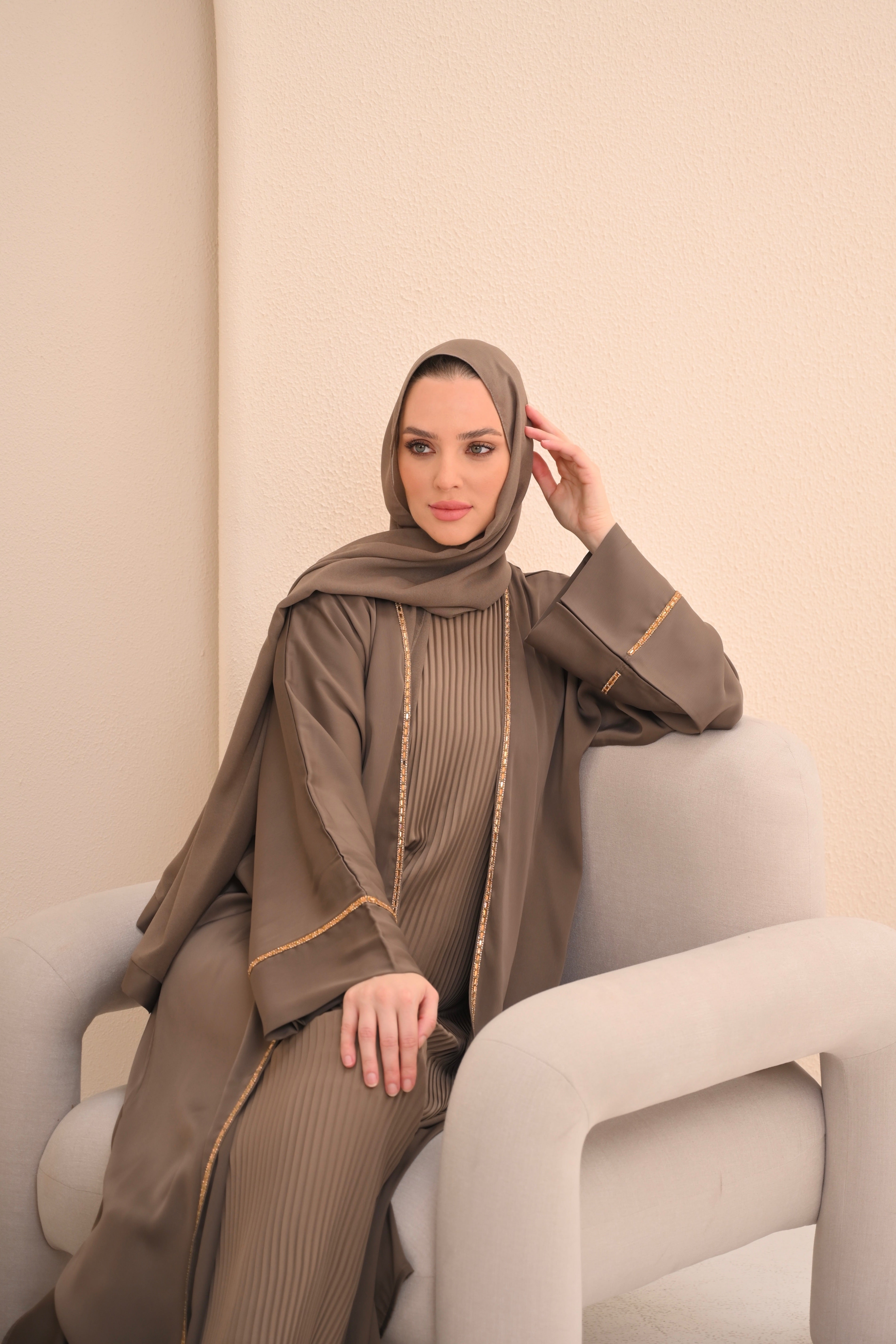 Mocha Embellished Abaya