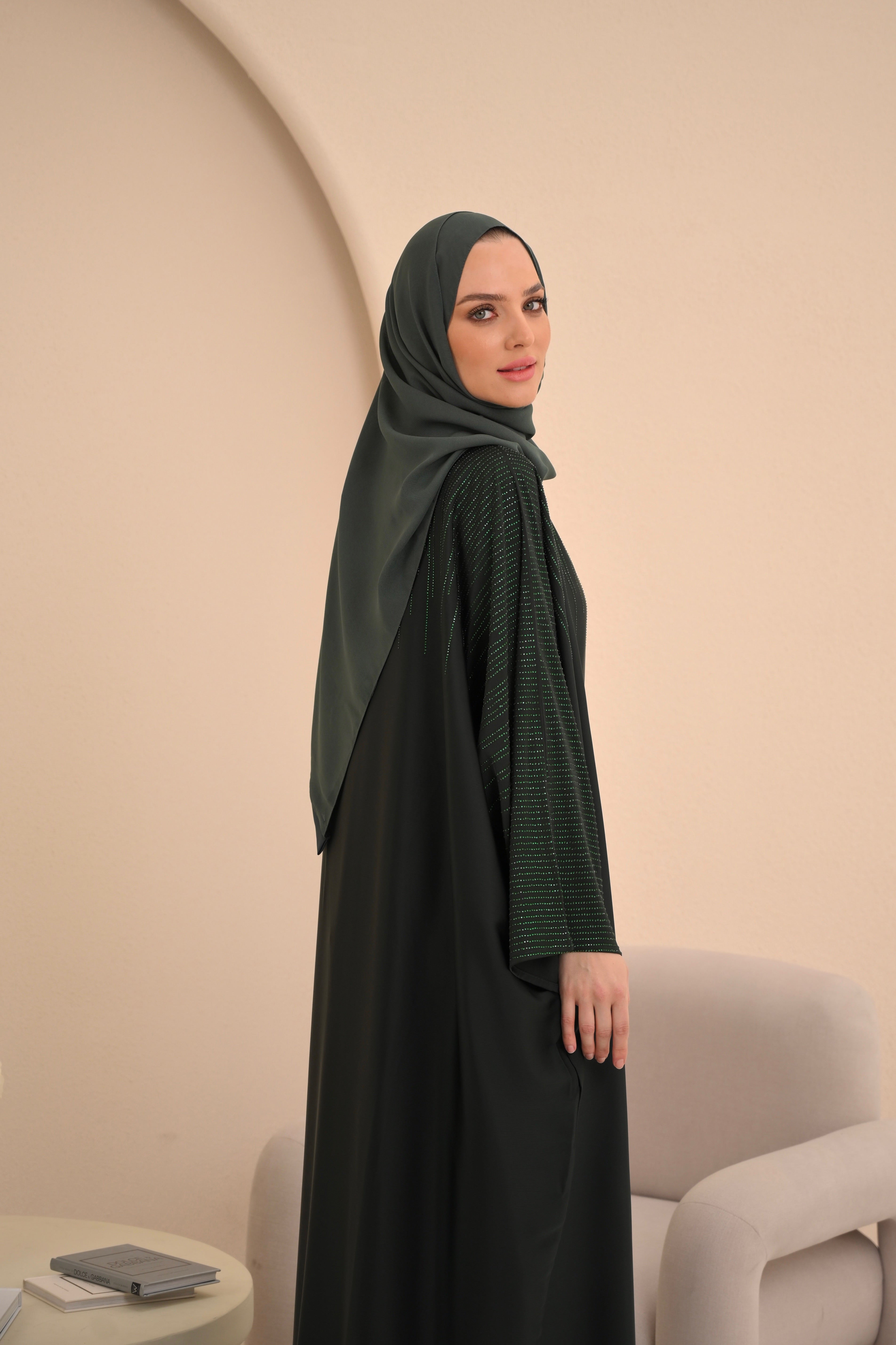 Forest Green Embellished Farasha
