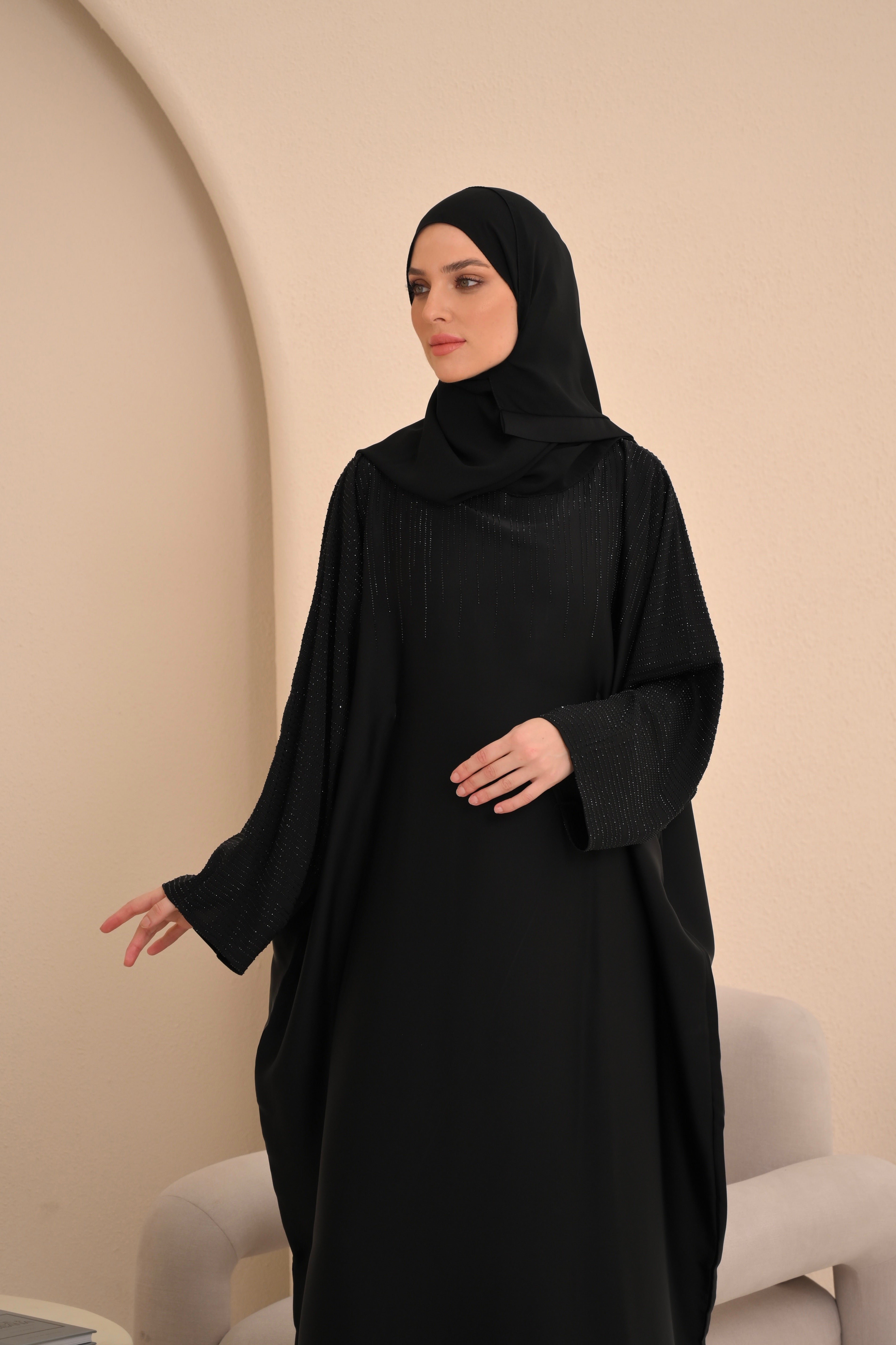Black Embellished Farasha