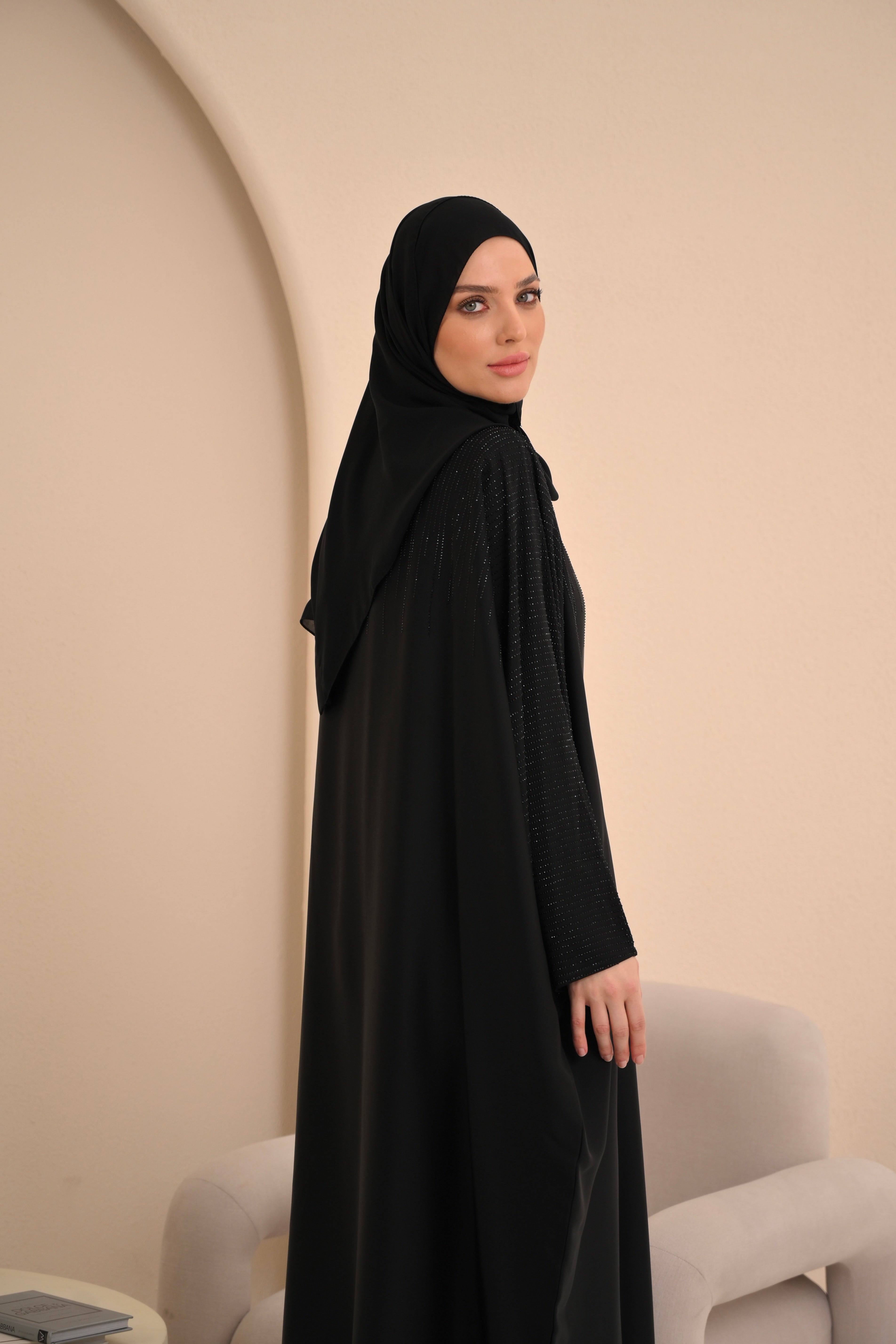 Black Embellished Farasha