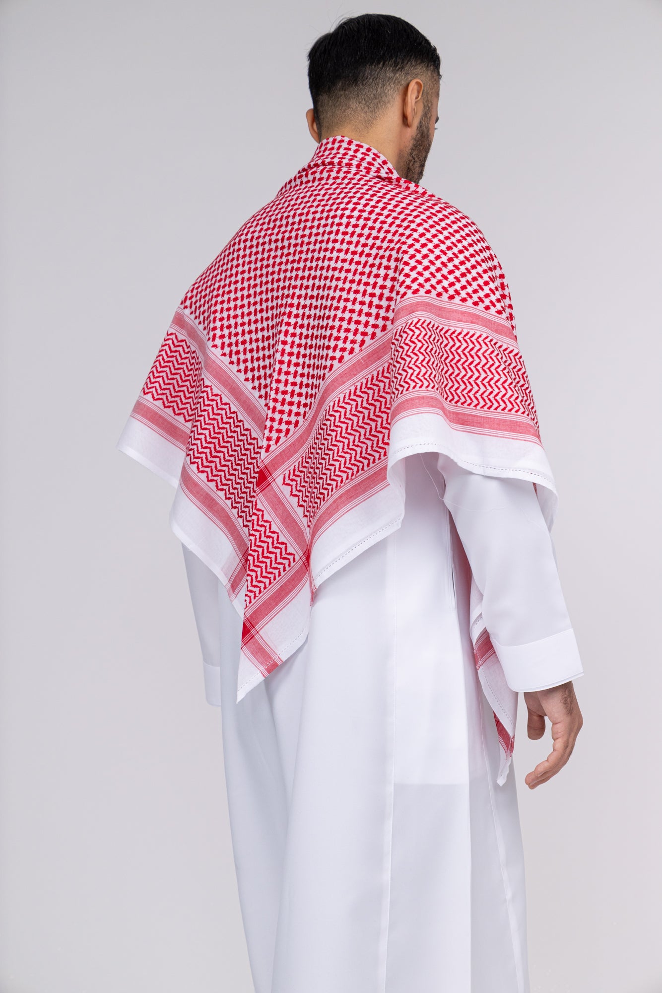 Red & White Arab Shemagh Headscarf