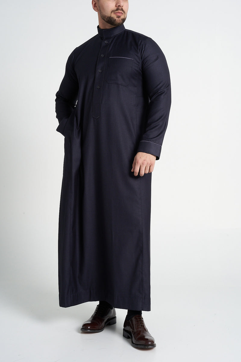 Charcoal Al-Aseel Embroidered Thobe