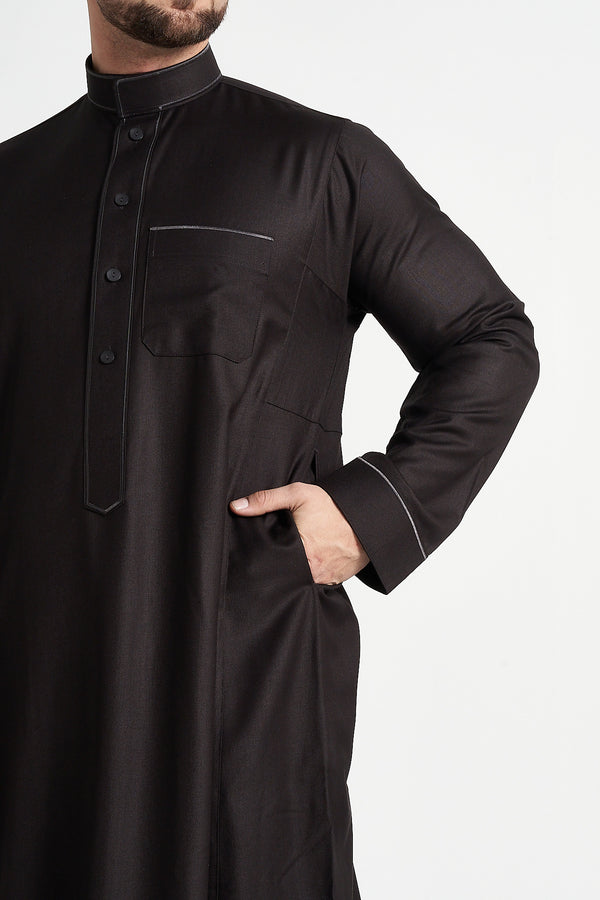Brown Al-Aseel Embroidered Thobe