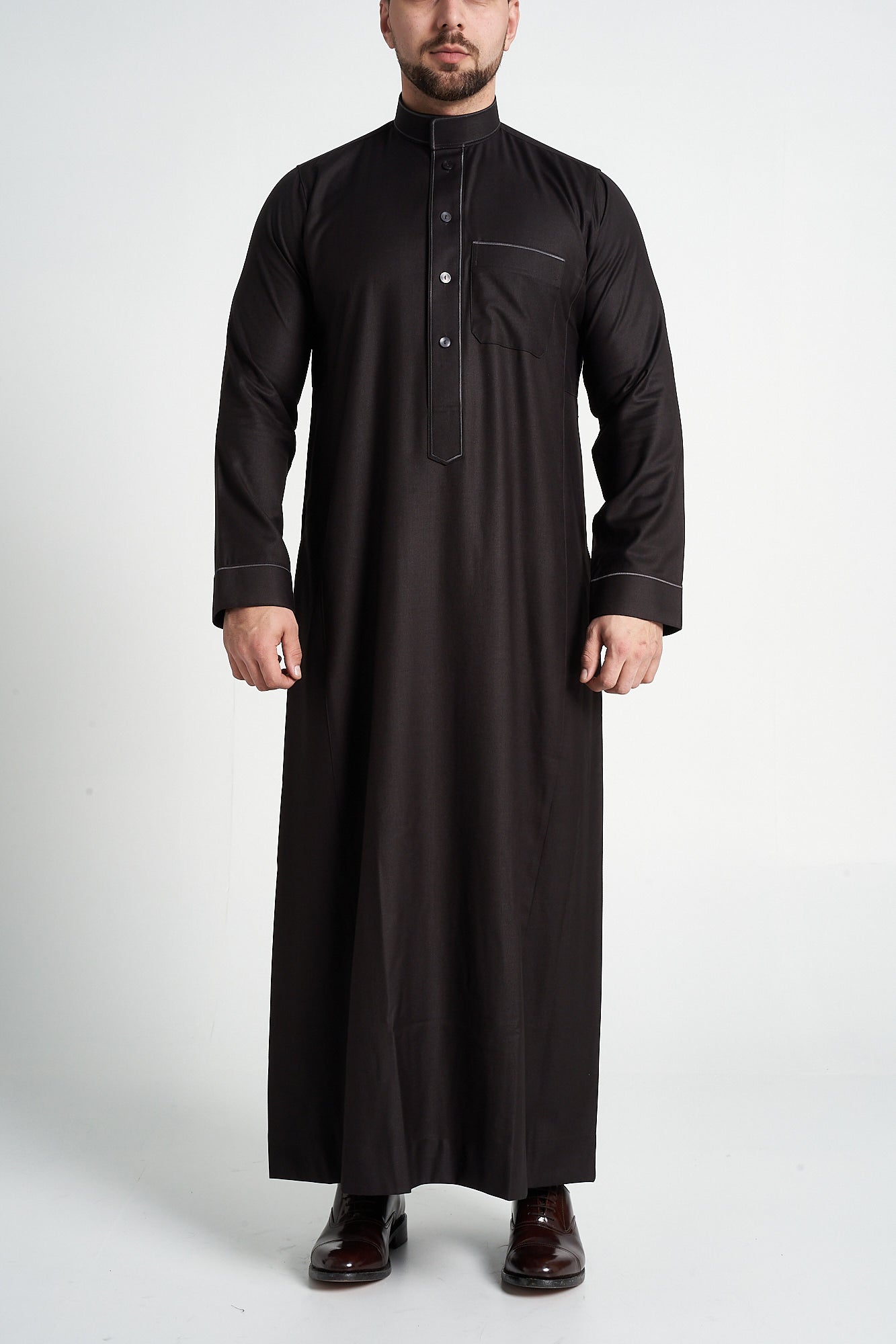 Brown Al-Aseel Embroidered Thobe