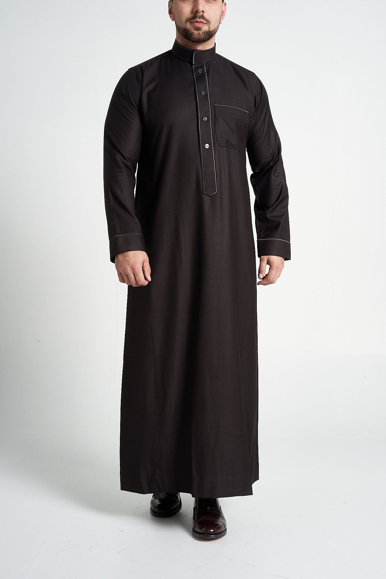 Brown Al-Aseel Embroidered Thobe