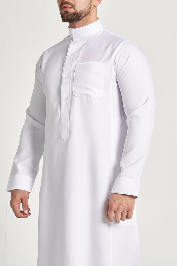 White Al-Aseel Embroidered Thobe