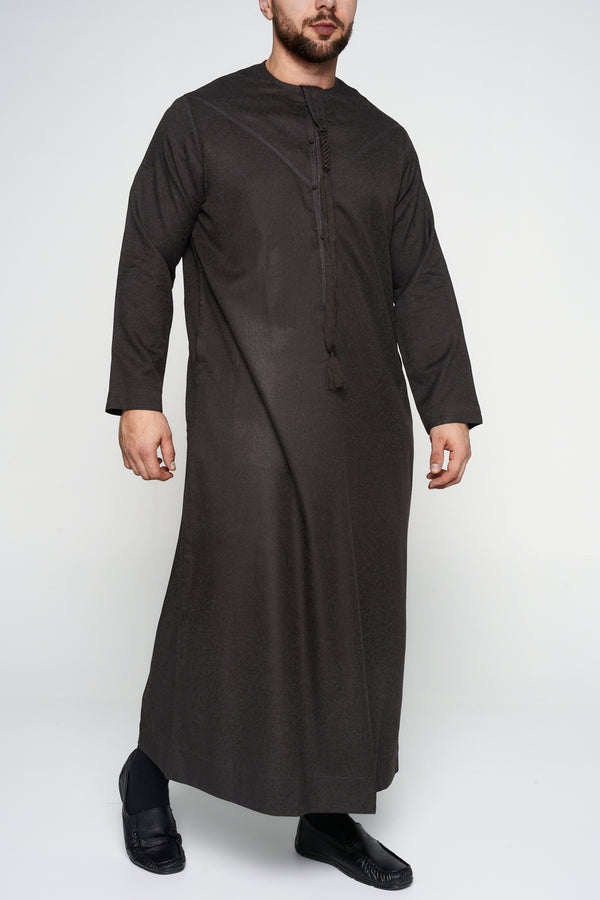 Mens Brown Cashmere Wool Emirati Thobe (Mens Jubbah)
