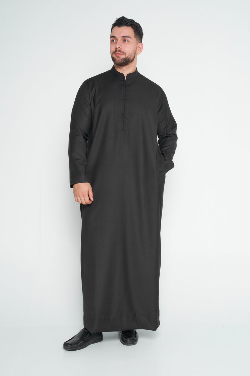 Black Cashmere Wool Bahraini Thobe