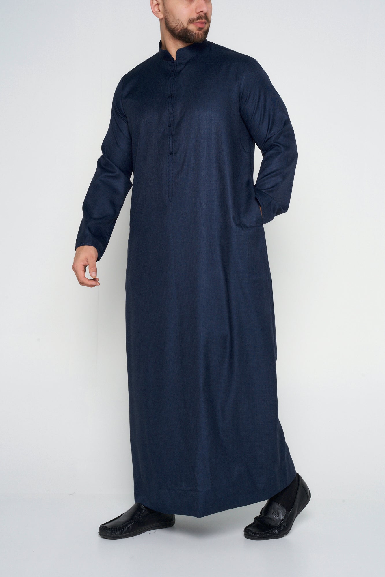 Midnight Blue Cashmere Wool Bahraini Thobe