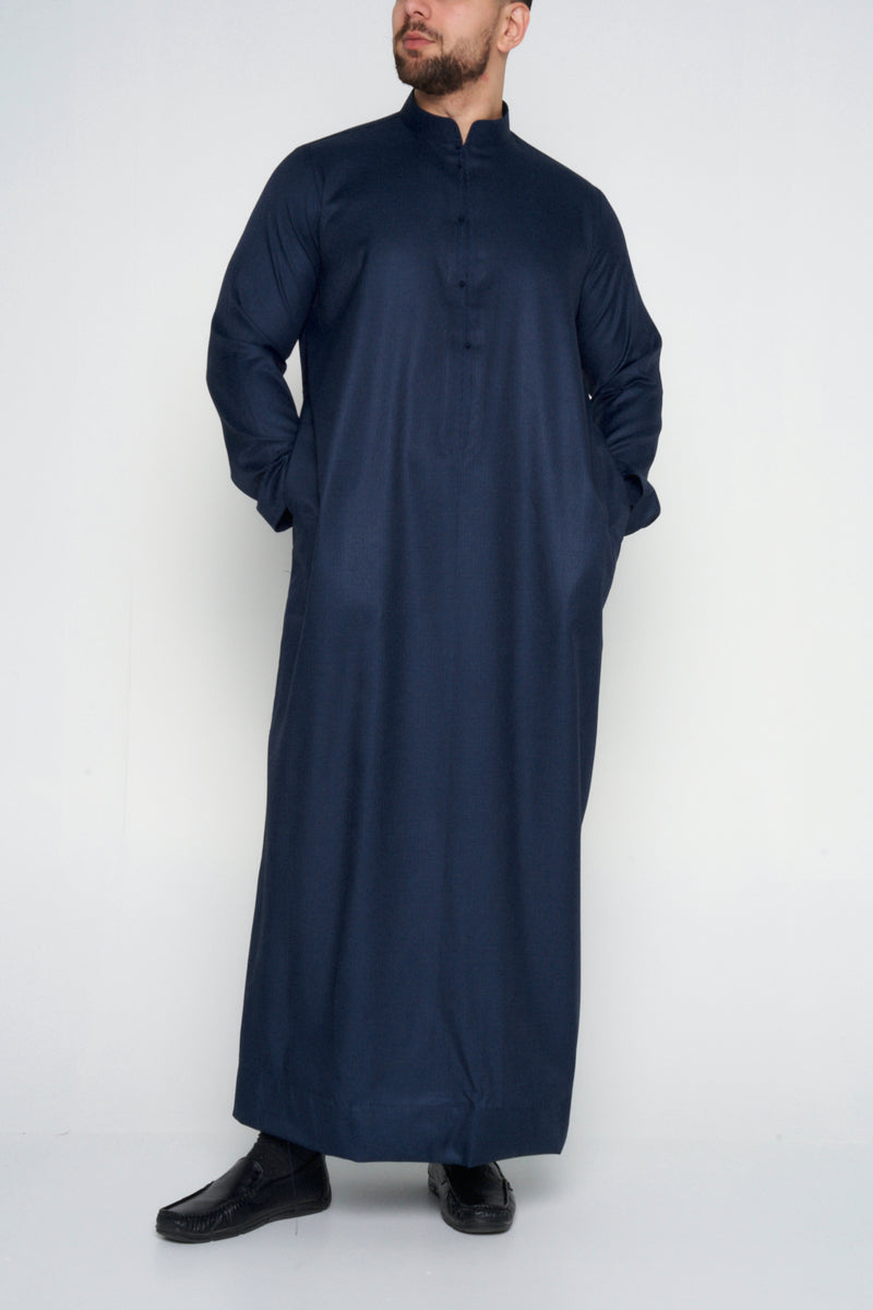 Midnight Blue Cashmere Wool Bahraini Thobe