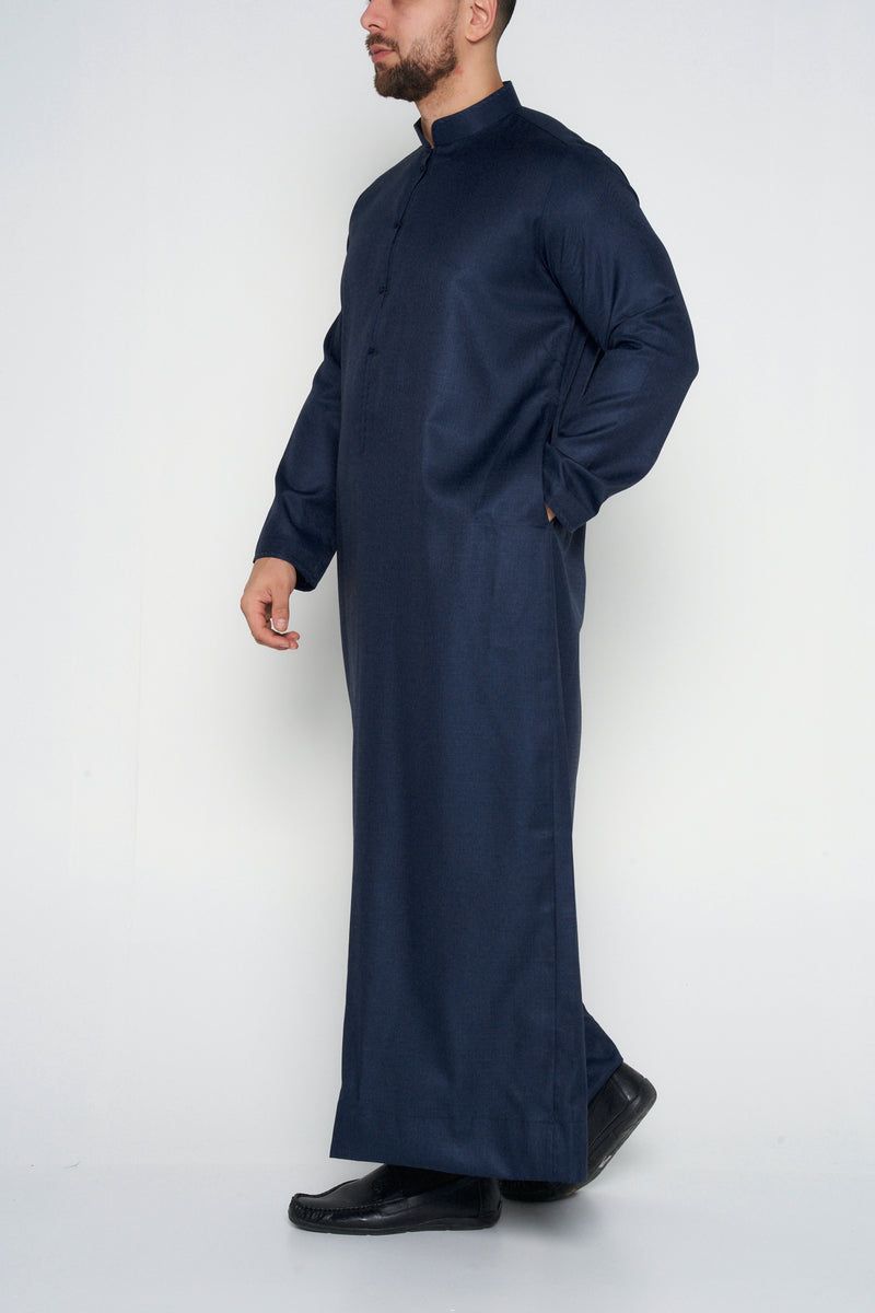 Midnight Blue Cashmere Wool Bahraini Thobe