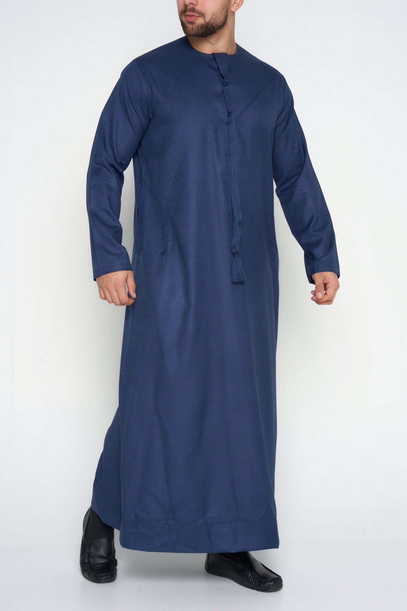 Midnight Blue Cashmere Wool Emirati Thobe