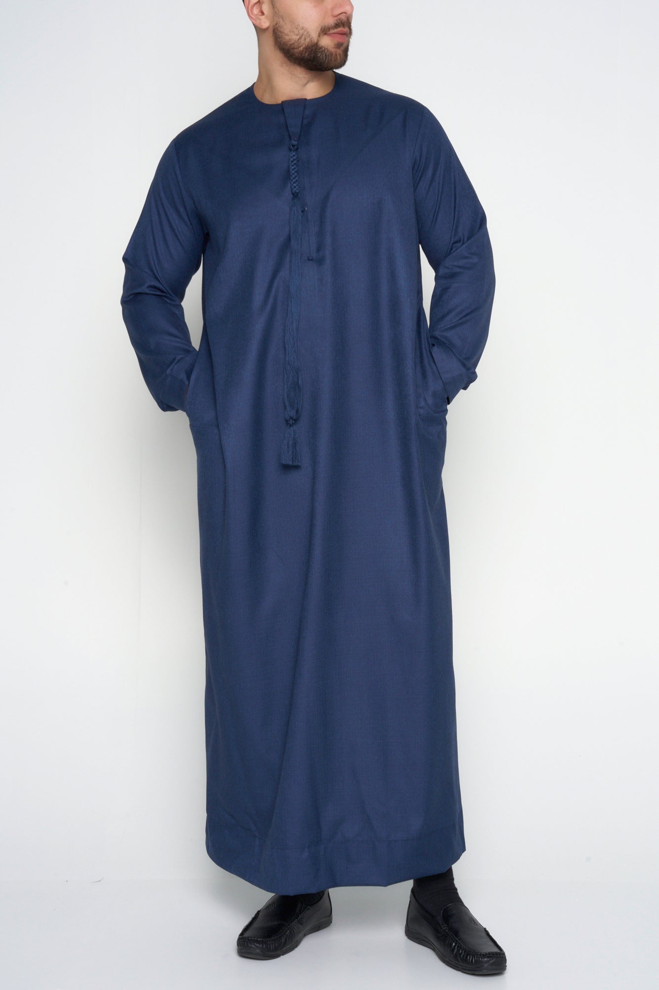 Midnight Blue Cashmere Wool Emirati Thobe