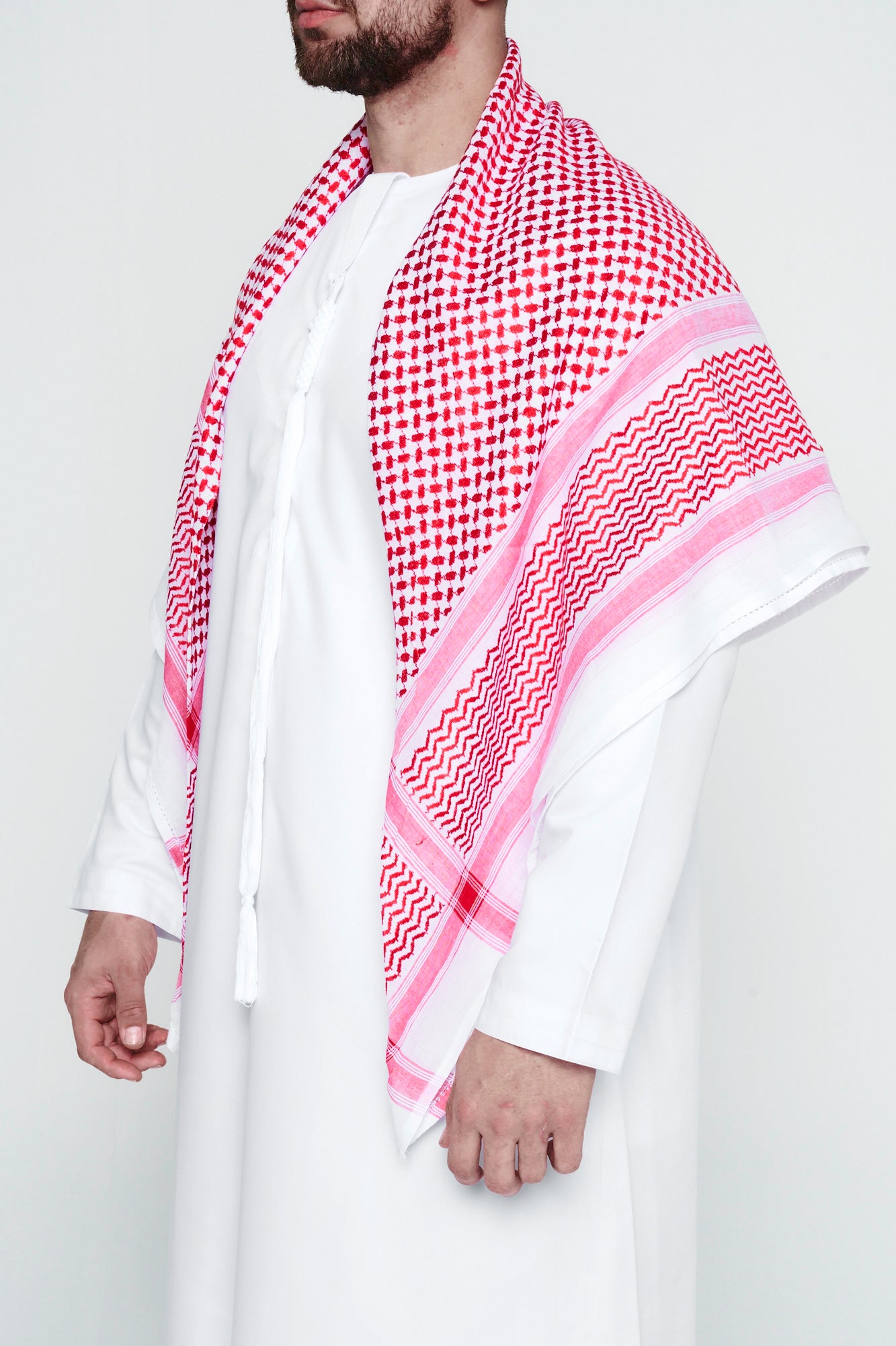 Red & White Arab Shemagh Headscarf