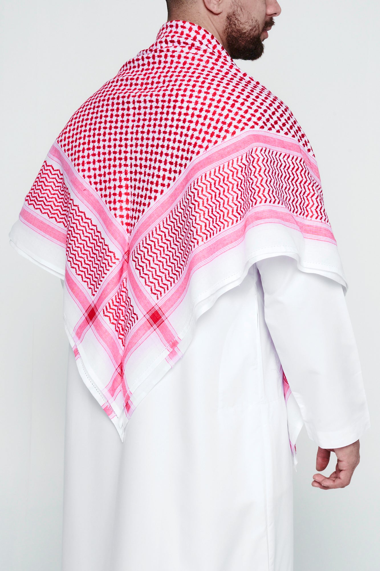 Red & White Arab Shemagh Headscarf