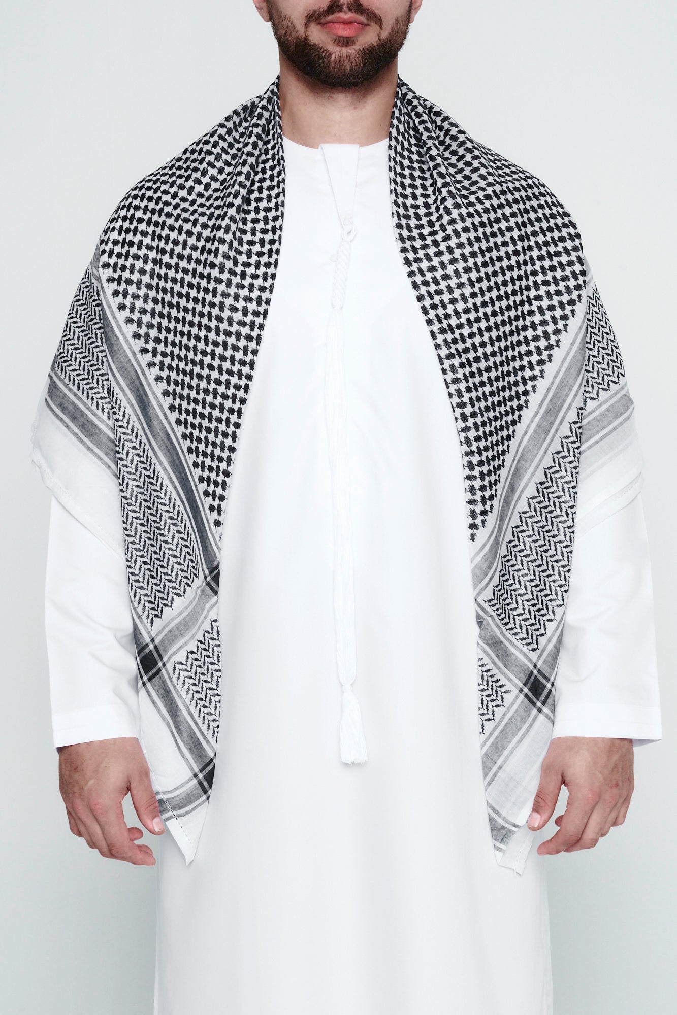 Black and White Arab Shemagh Headscarf