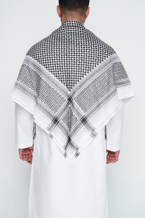 Black and White Arab Shemagh Headscarf
