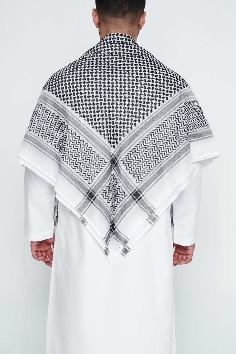 Black and White Arab Shemagh Headscarf