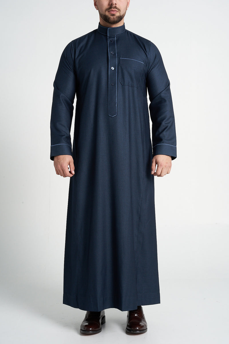 Teal Al-Aseel Embroidered Thobe
