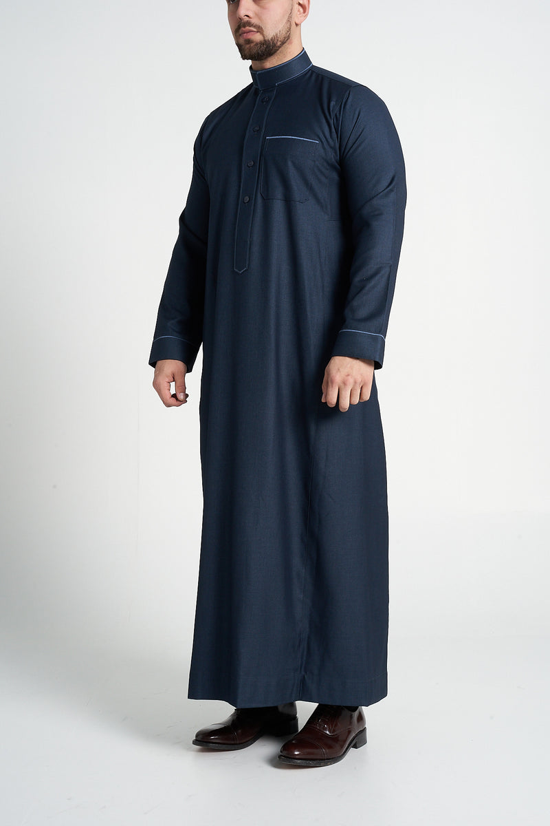 Teal Al-Aseel Embroidered Thobe